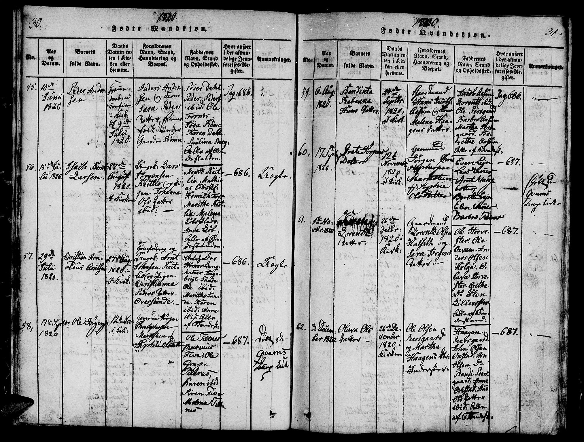 Ministerialprotokoller, klokkerbøker og fødselsregistre - Nord-Trøndelag, SAT/A-1458/746/L0441: Parish register (official) no. 746A03 /1, 1816-1827, p. 30-31