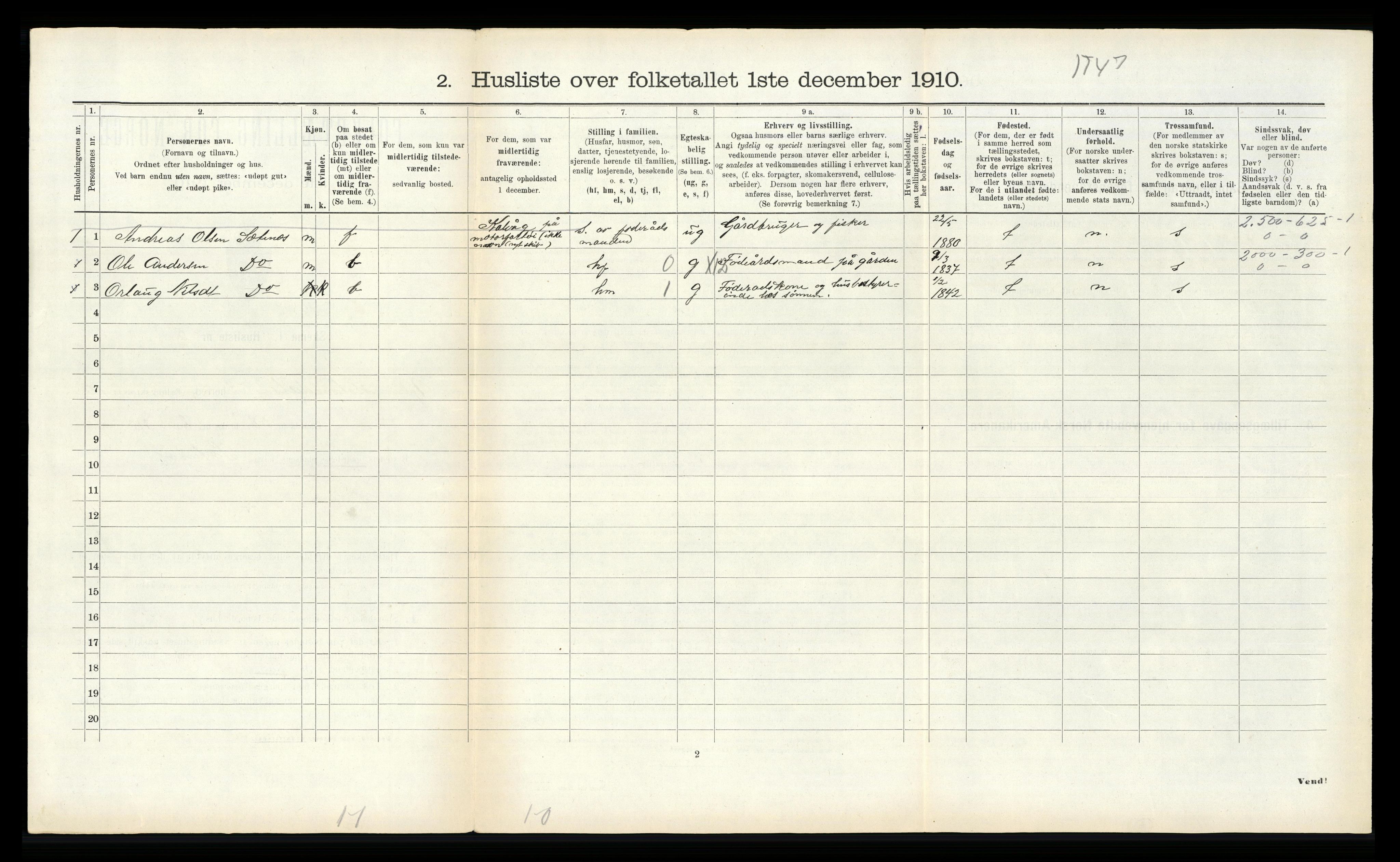 RA, 1910 census for Ytre Holmedal, 1910, p. 691