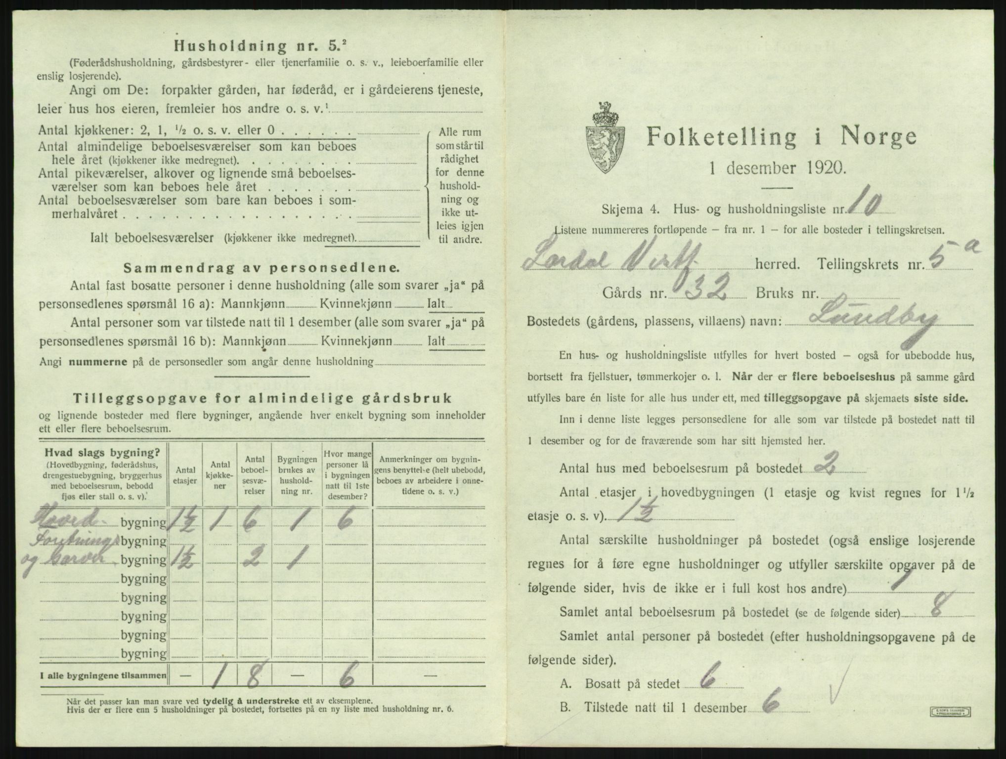 SAKO, 1920 census for Lardal, 1920, p. 699