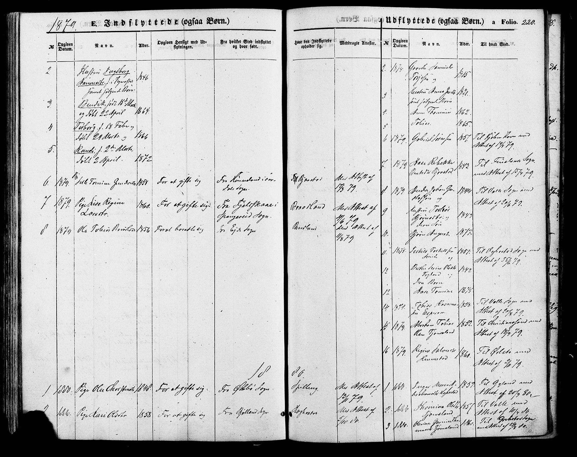 Nord-Audnedal sokneprestkontor, SAK/1111-0032/F/Fa/Fab/L0002: Parish register (official) no. A 2, 1859-1882, p. 220