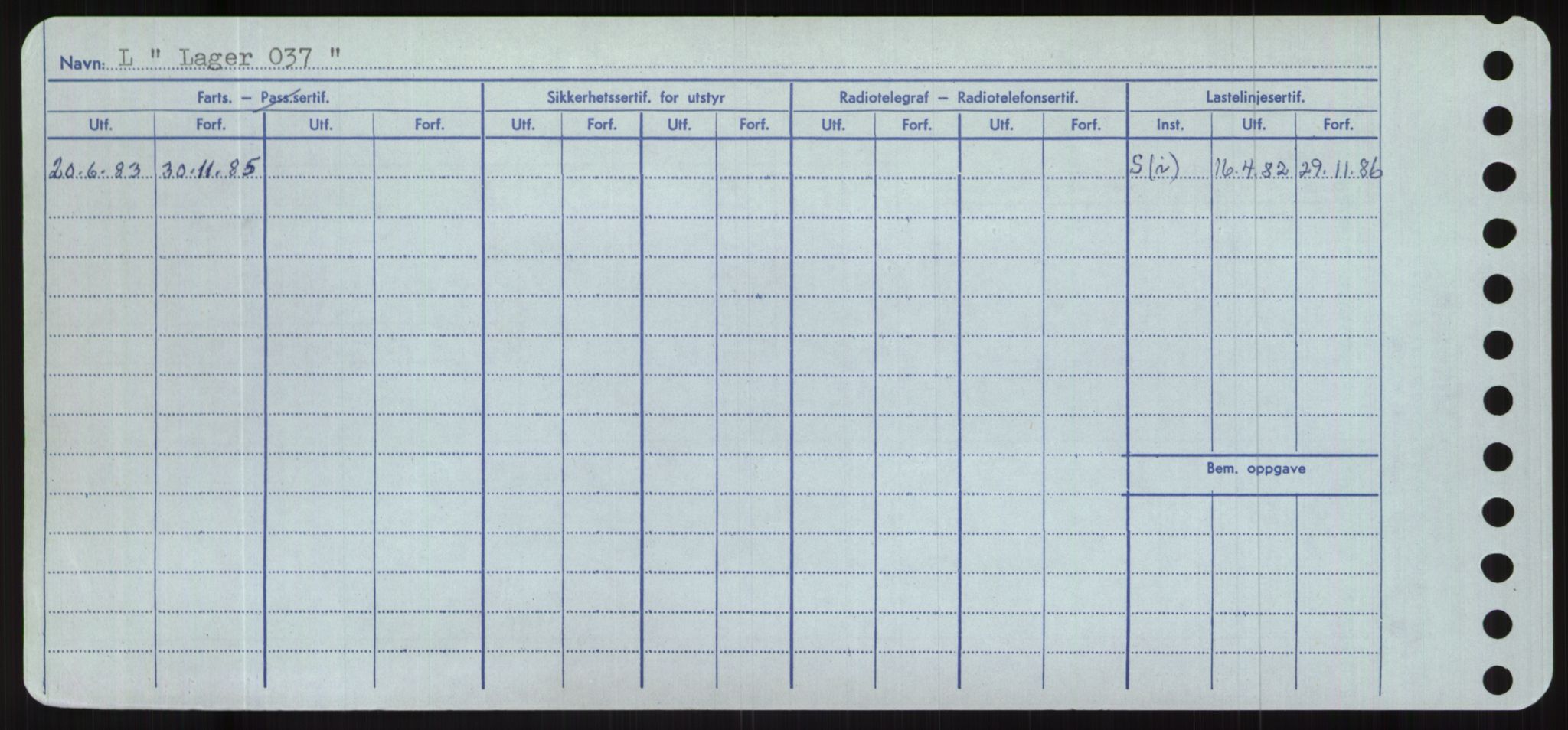 Sjøfartsdirektoratet med forløpere, Skipsmålingen, RA/S-1627/H/Hc/L0001: Lektere, A-Y, p. 276