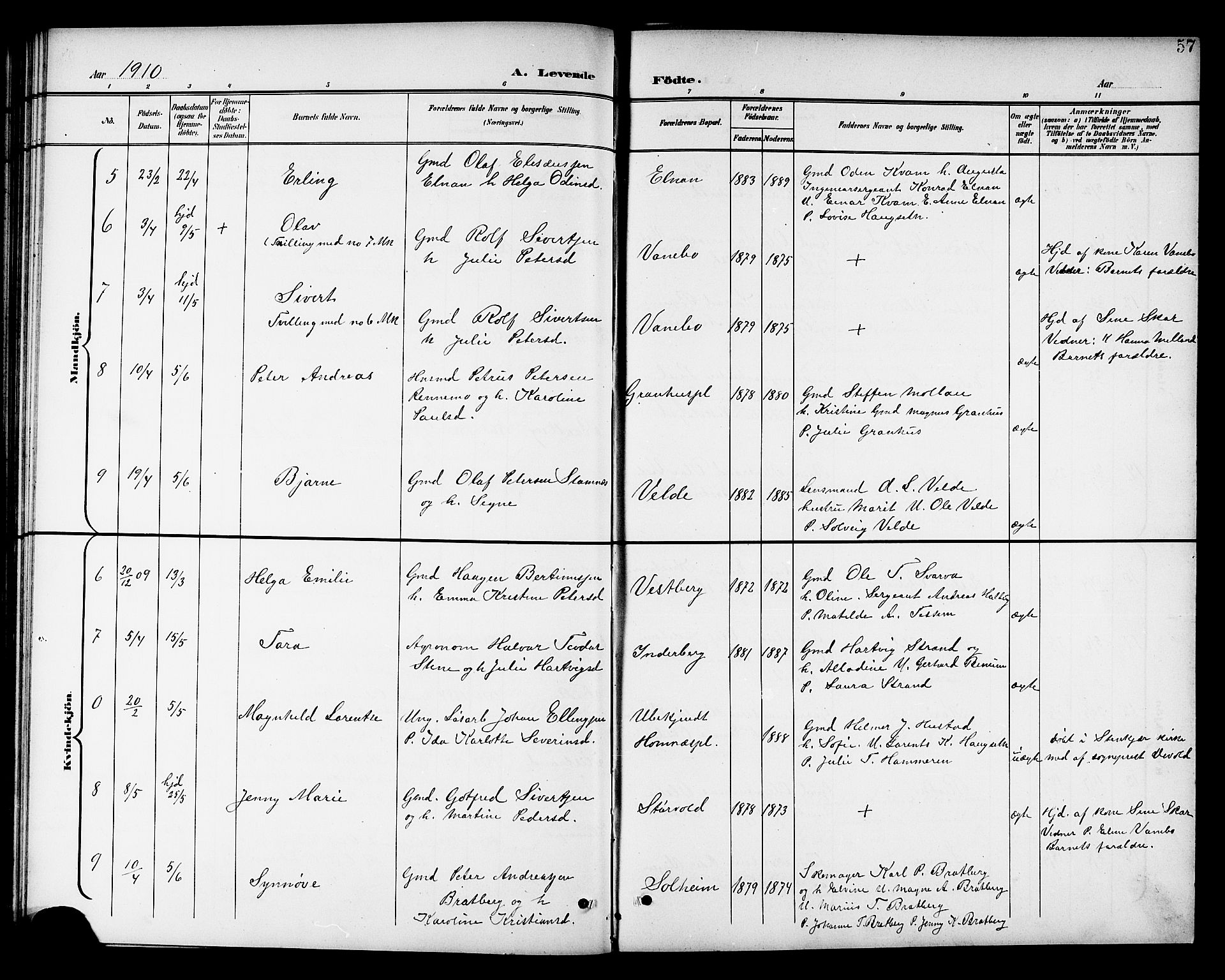 Ministerialprotokoller, klokkerbøker og fødselsregistre - Nord-Trøndelag, SAT/A-1458/741/L0401: Parish register (copy) no. 741C02, 1899-1911, p. 57