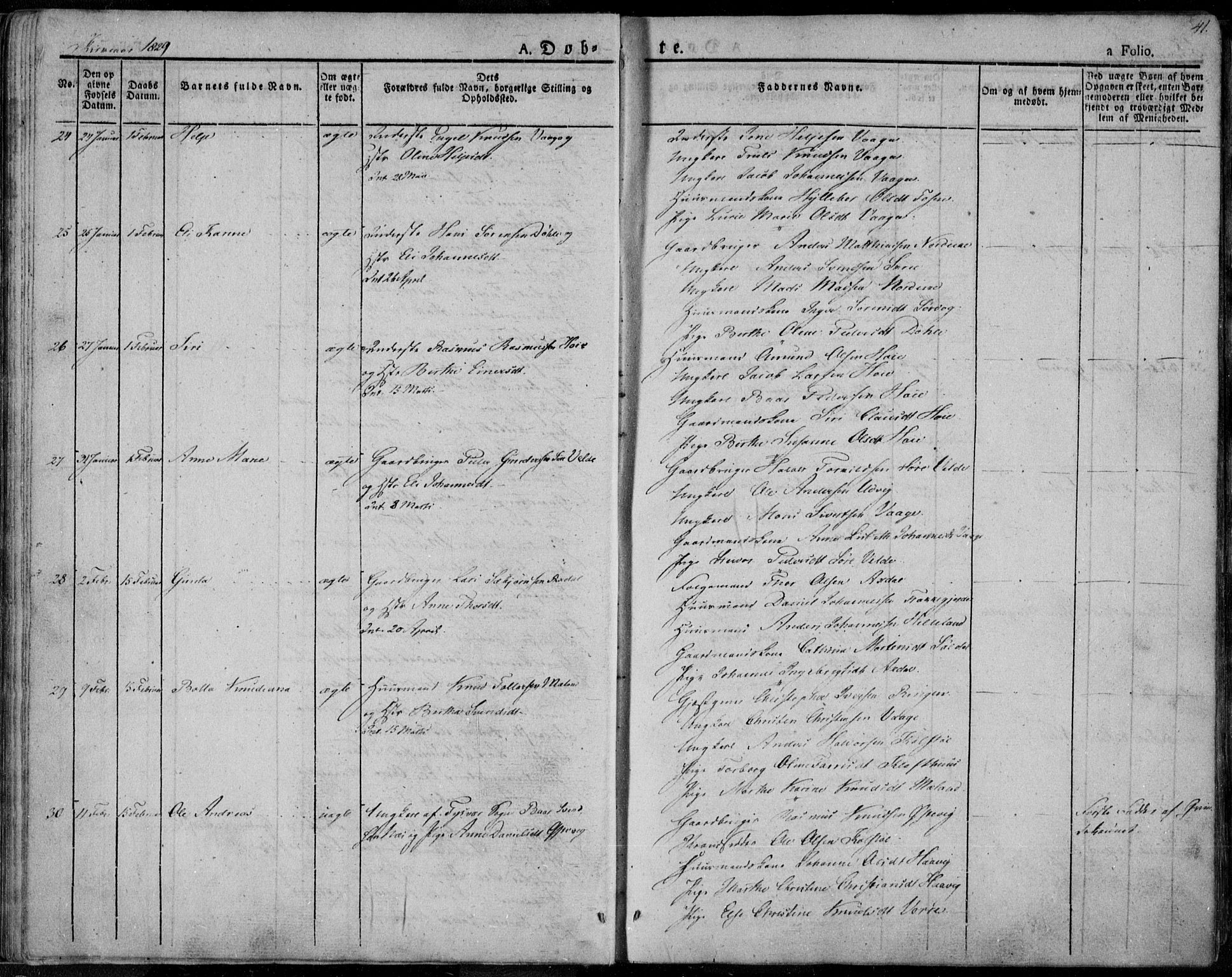 Avaldsnes sokneprestkontor, SAST/A -101851/H/Ha/Haa/L0005: Parish register (official) no. A 5.1, 1825-1841, p. 41