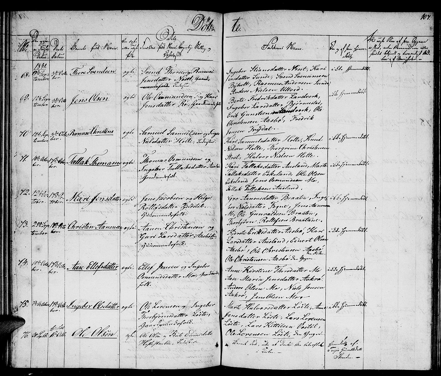 Gjerstad sokneprestkontor, AV/SAK-1111-0014/F/Fb/Fba/L0003: Parish register (copy) no. B 3, 1829-1844, p. 107