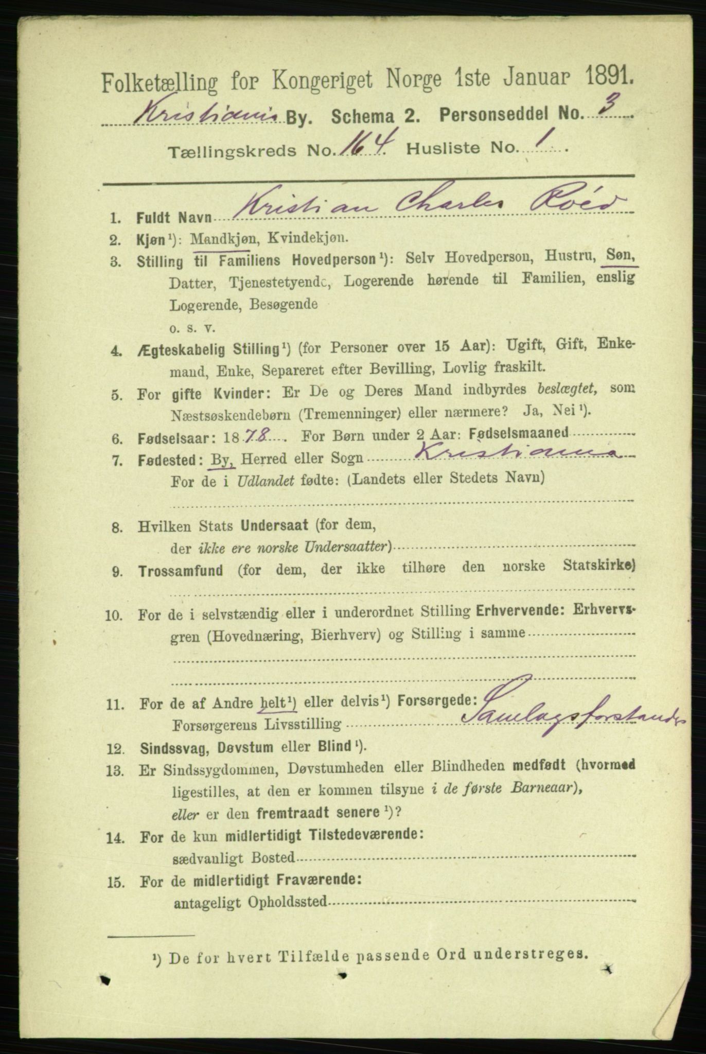 RA, 1891 census for 0301 Kristiania, 1891, p. 94443