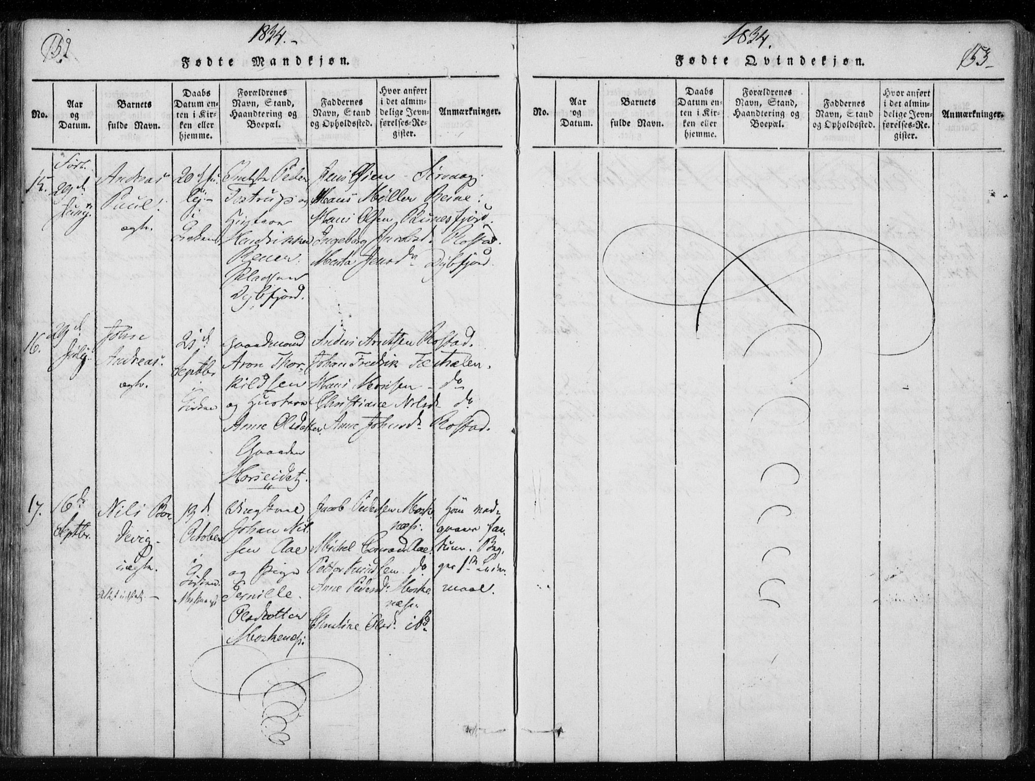 Ministerialprotokoller, klokkerbøker og fødselsregistre - Nordland, AV/SAT-A-1459/885/L1201: Parish register (official) no. 885A02, 1820-1837, p. 152-153