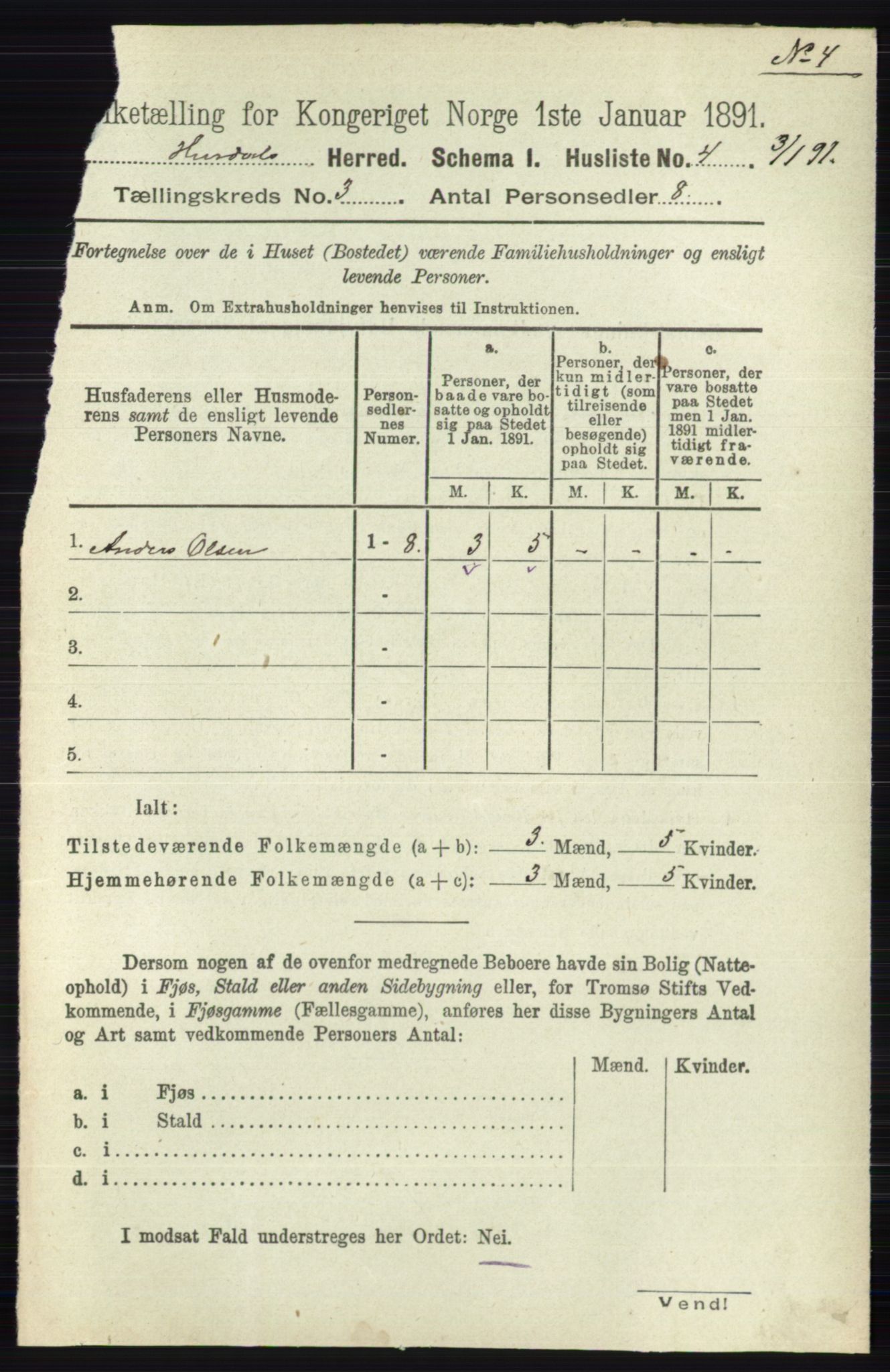 RA, 1891 census for 0239 Hurdal, 1891, p. 993