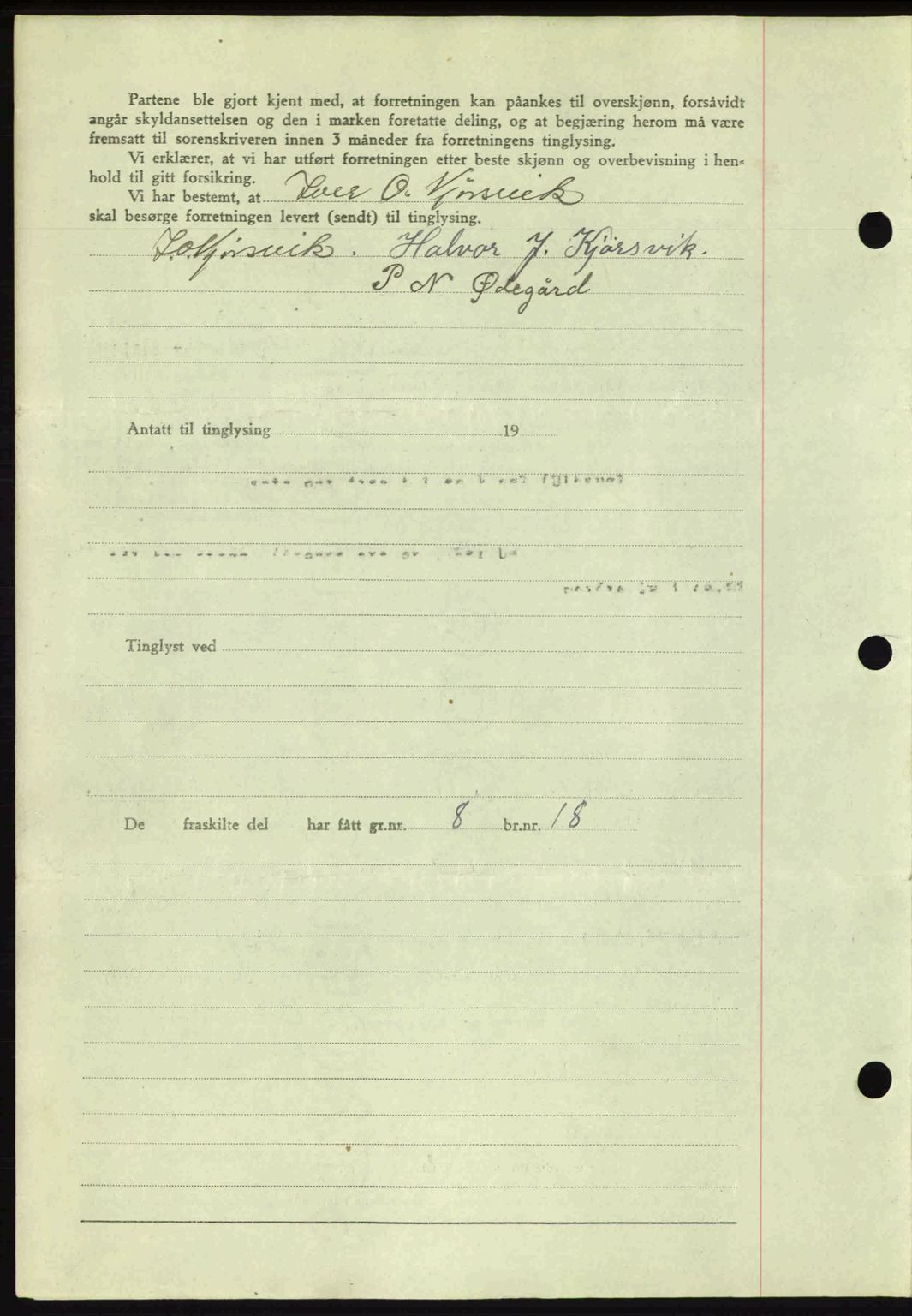 Romsdal sorenskriveri, AV/SAT-A-4149/1/2/2C: Mortgage book no. A15, 1943-1944, Diary no: : 2275/1943