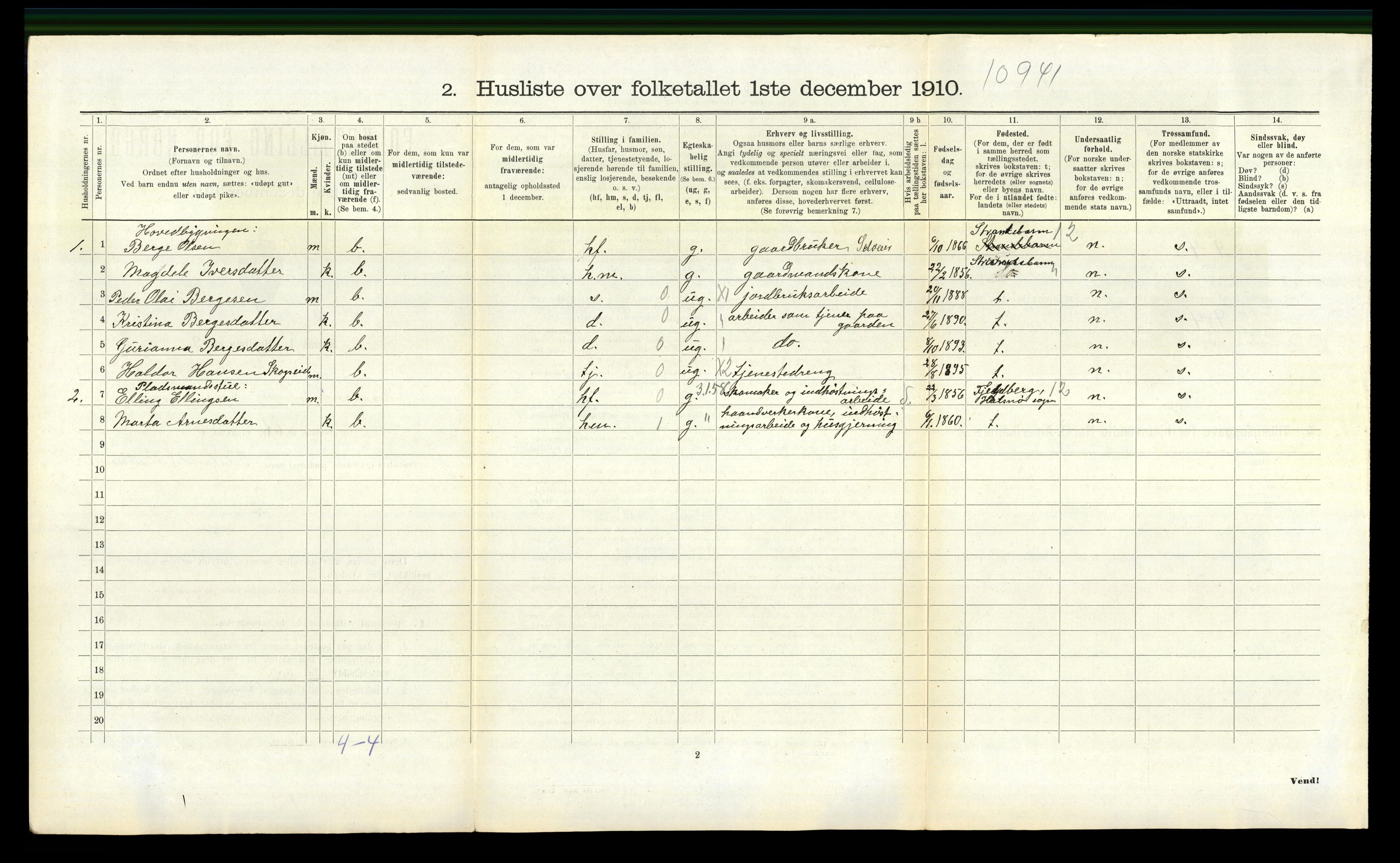 RA, 1910 census for Hålandsdal, 1910, p. 153