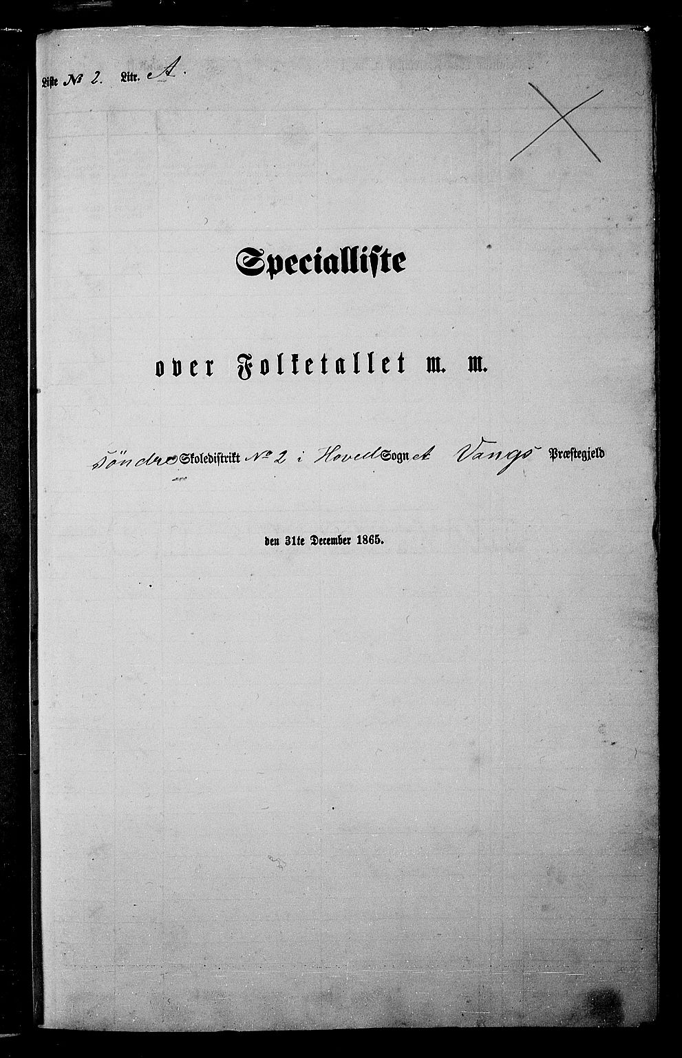 RA, 1865 census for Vang, 1865, p. 28