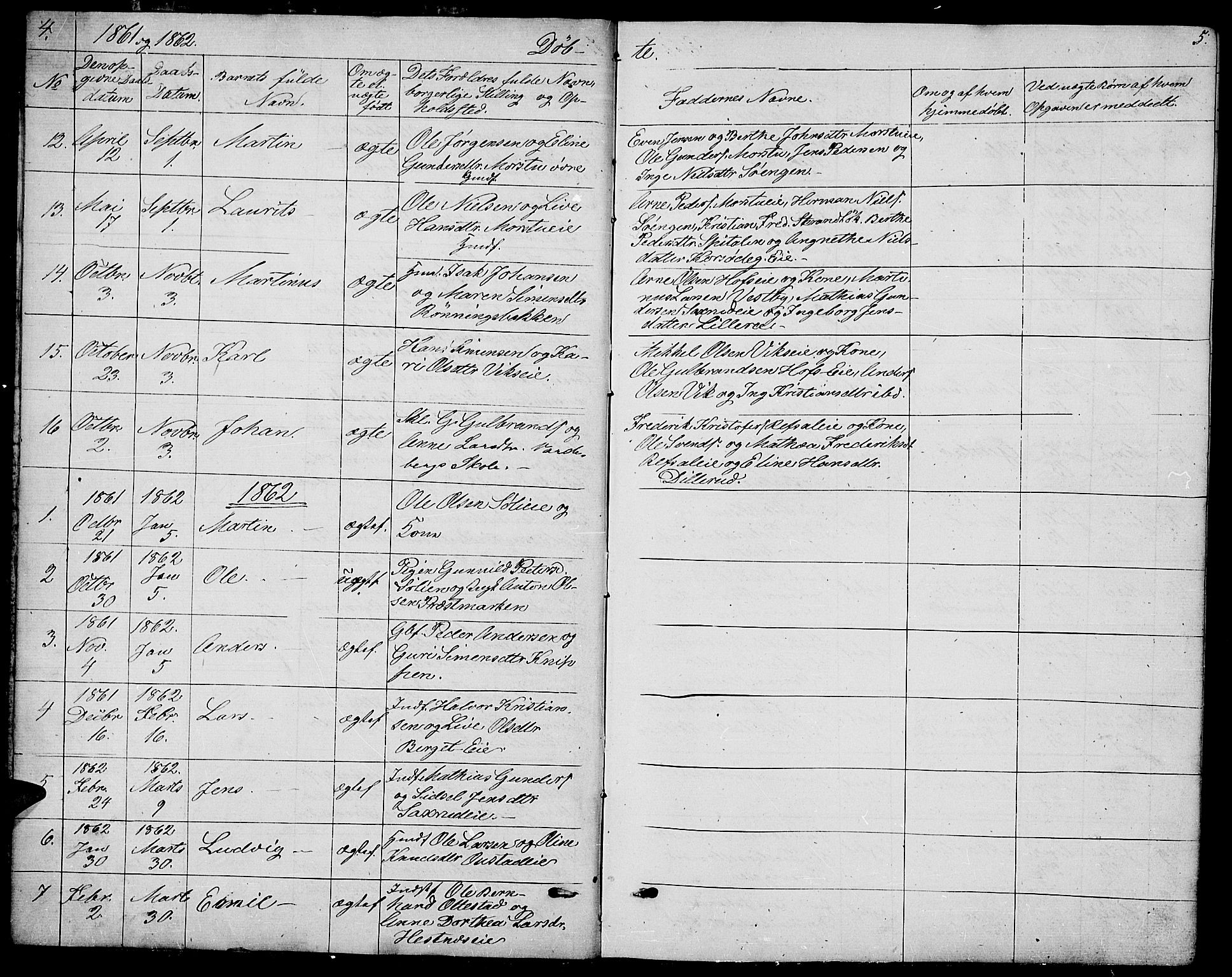 Stange prestekontor, SAH/PREST-002/L/L0005: Parish register (copy) no. 5, 1861-1881, p. 4-5