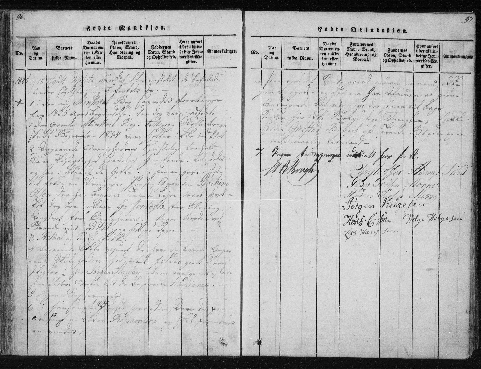 Ministerialprotokoller, klokkerbøker og fødselsregistre - Nordland, SAT/A-1459/805/L0096: Parish register (official) no. 805A03, 1820-1837, p. 96-97