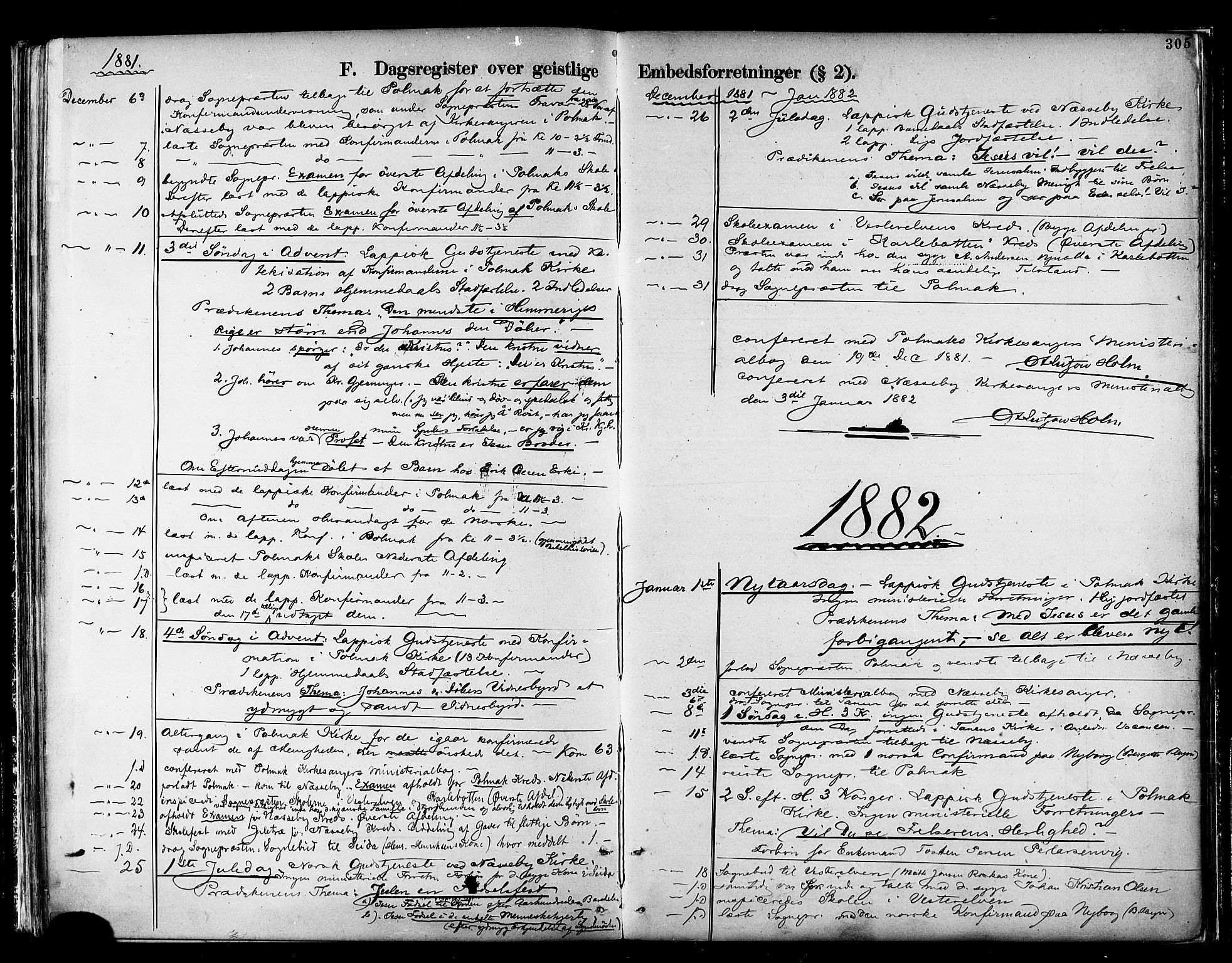 Nesseby sokneprestkontor, SATØ/S-1330/H/Ha/L0004kirke: Parish register (official) no. 4, 1877-1884, p. 305
