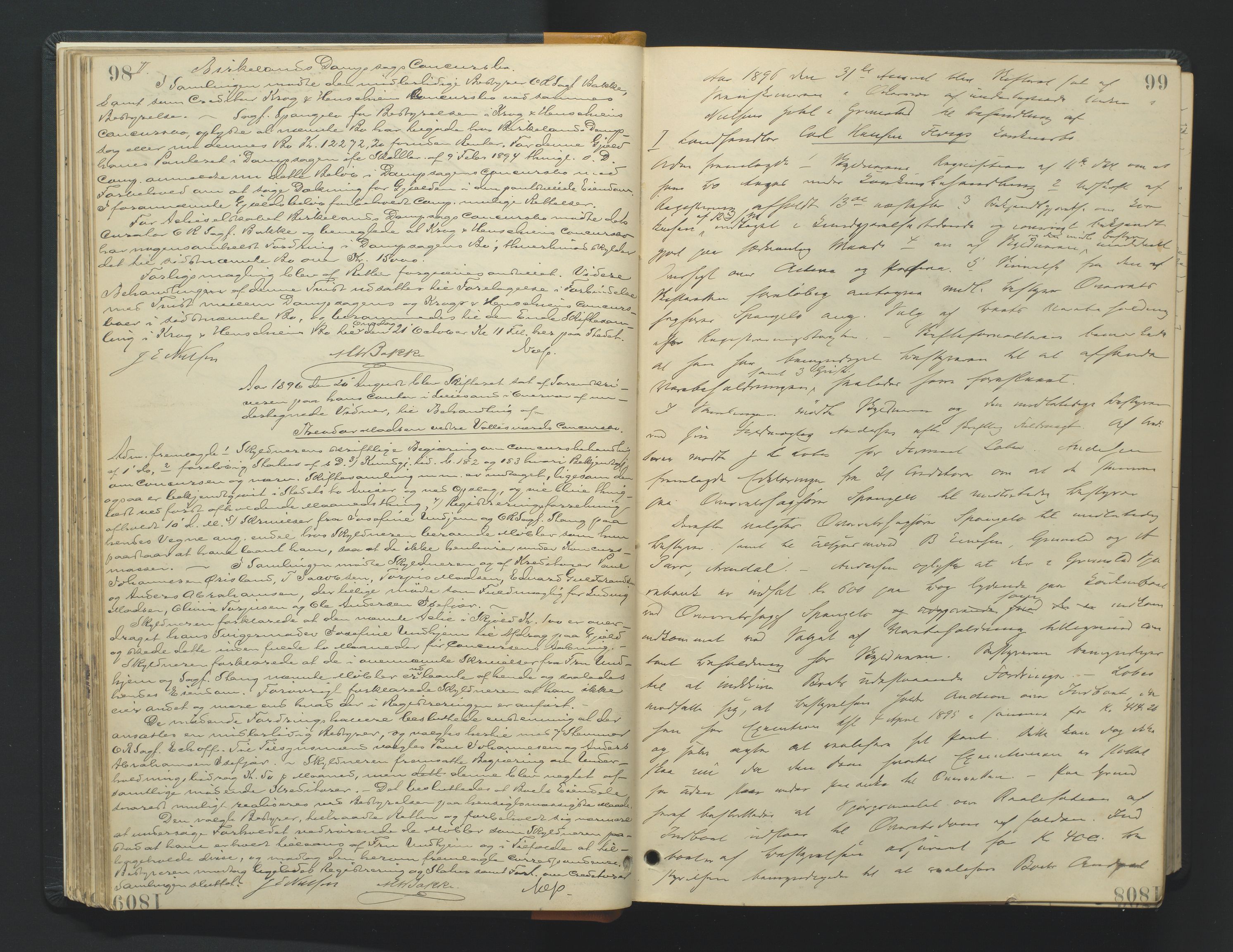 Vestre Nedenes/Sand sorenskriveri, AV/SAK-1221-0010/H/Hc/L0007: Skifteforhandlingsprotokoll nr. 5, 1894-1916, p. 98-99