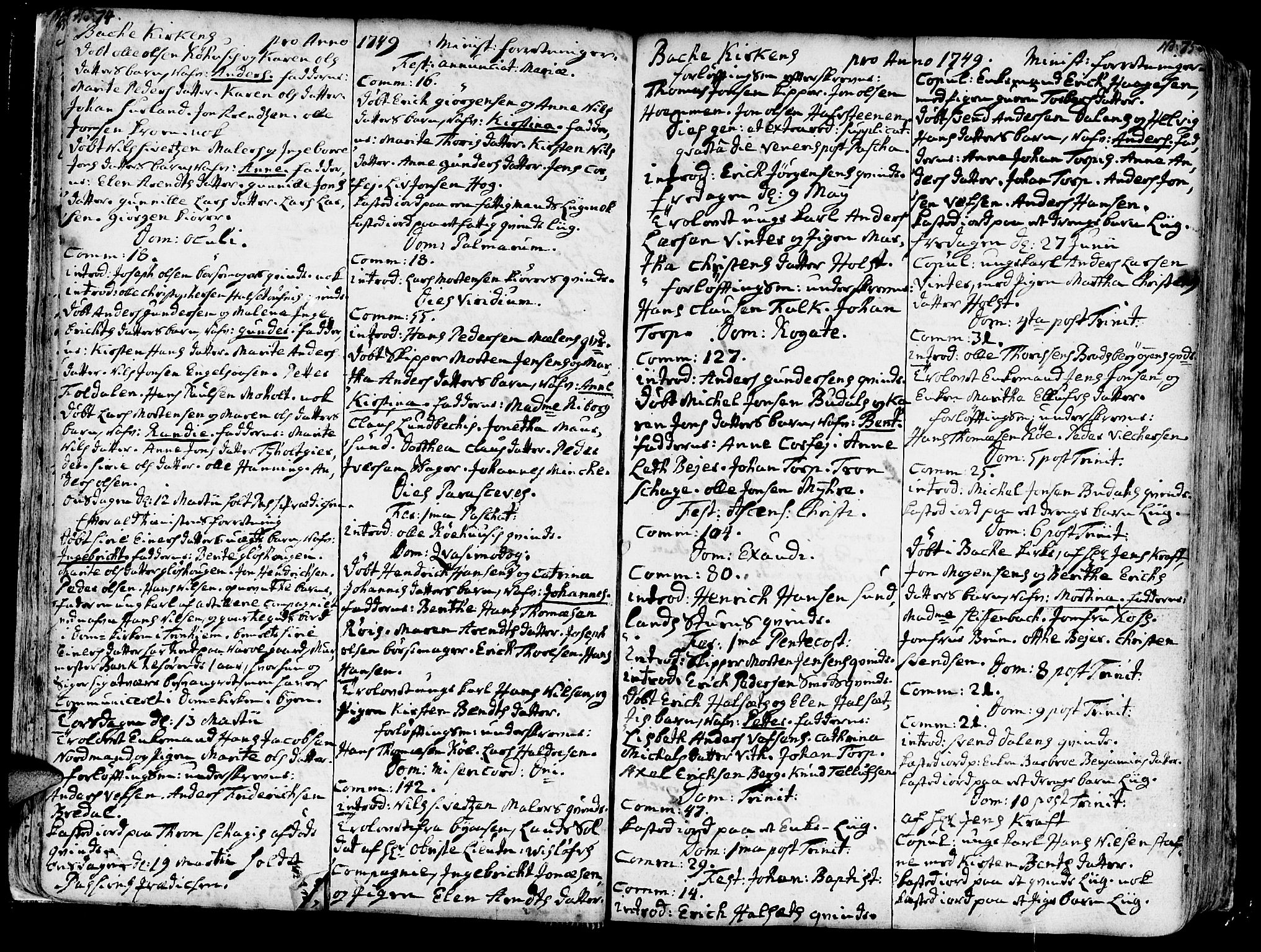 Ministerialprotokoller, klokkerbøker og fødselsregistre - Sør-Trøndelag, SAT/A-1456/606/L0276: Parish register (official) no. 606A01 /2, 1727-1779, p. 74-75