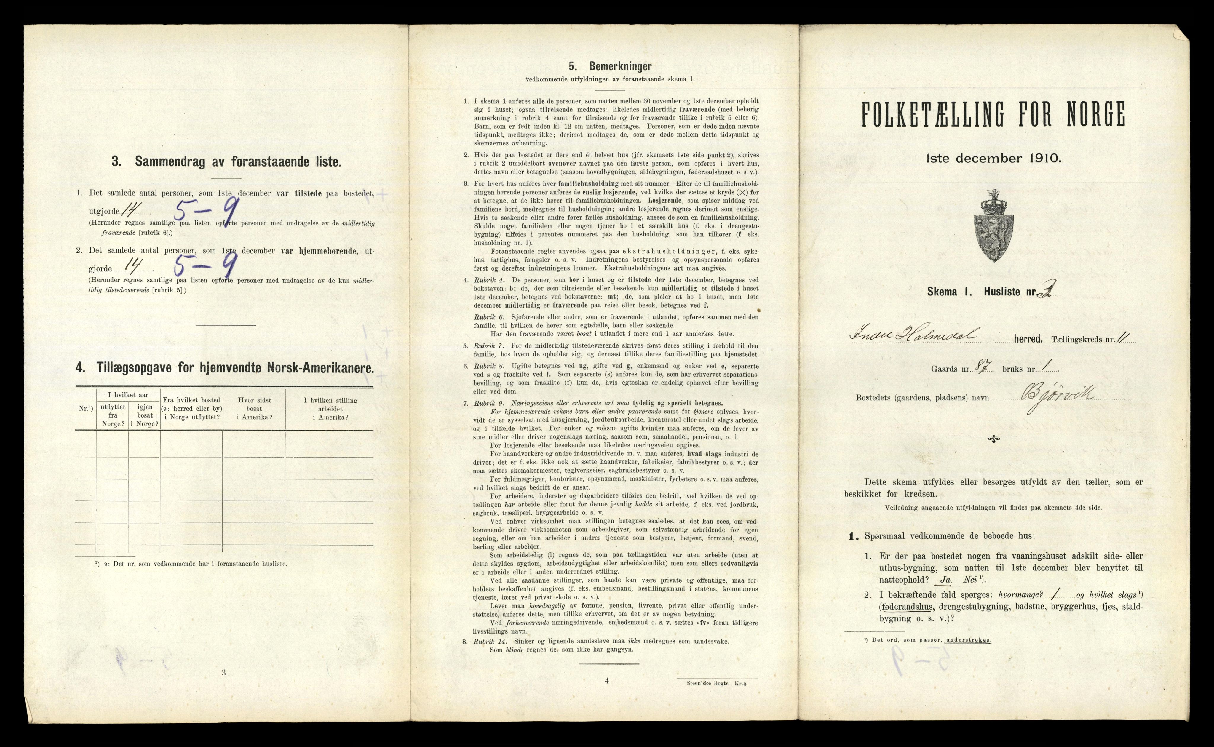 RA, 1910 census for Indre Holmedal, 1910, p. 830