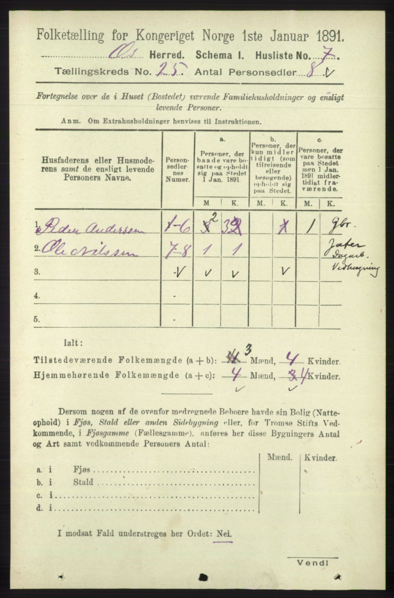 RA, 1891 census for 1243 Os, 1891, p. 5338