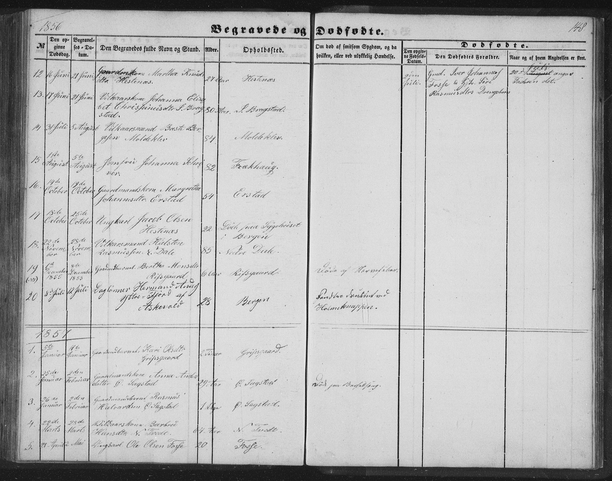 Alversund Sokneprestembete, SAB/A-73901/H/Ha/Hab: Parish register (copy) no. C 1, 1851-1866, p. 148