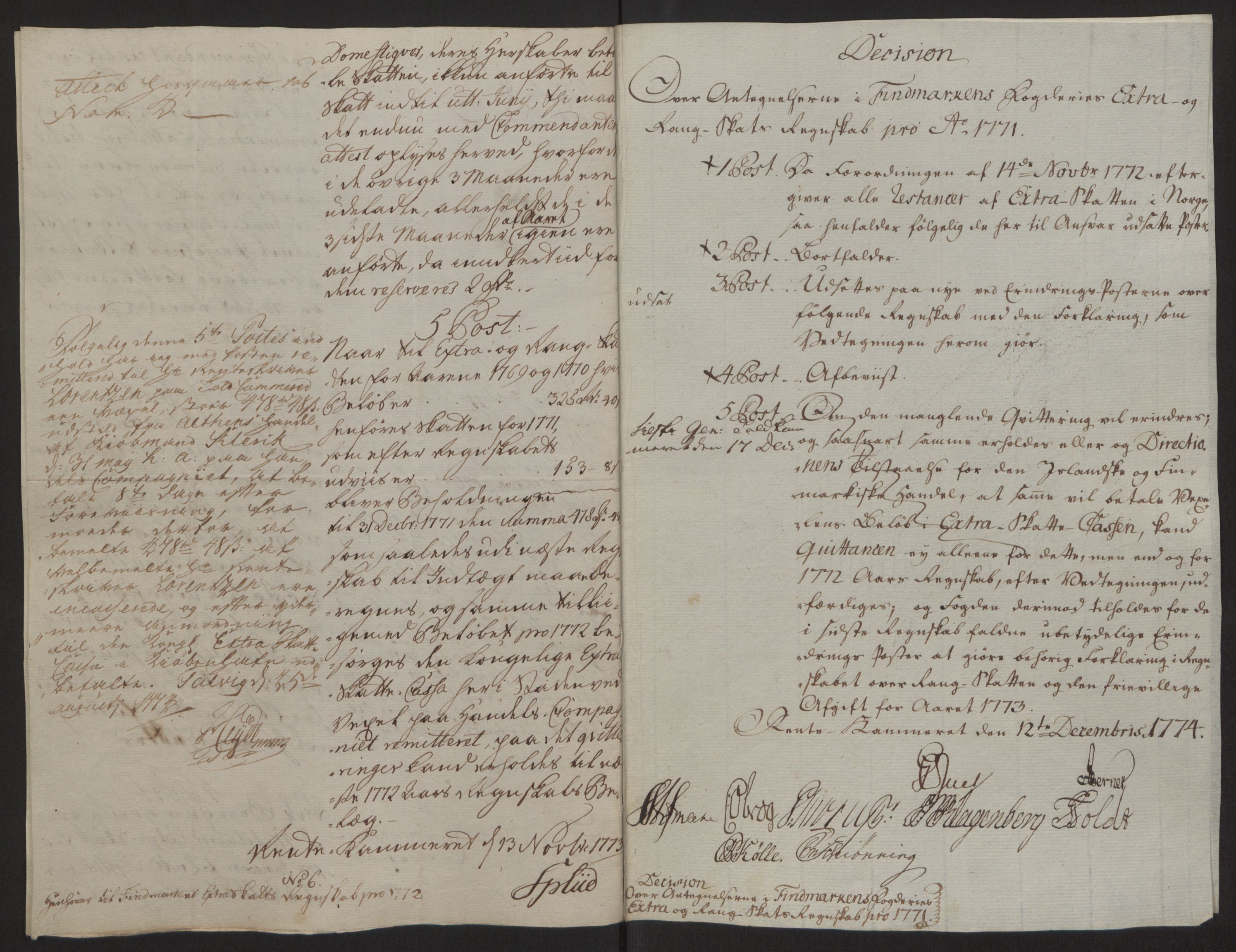 Rentekammeret inntil 1814, Reviderte regnskaper, Fogderegnskap, RA/EA-4092/R69/L4910: Ekstraskatten  Finnmark/Vardøhus, 1762-1772, p. 476