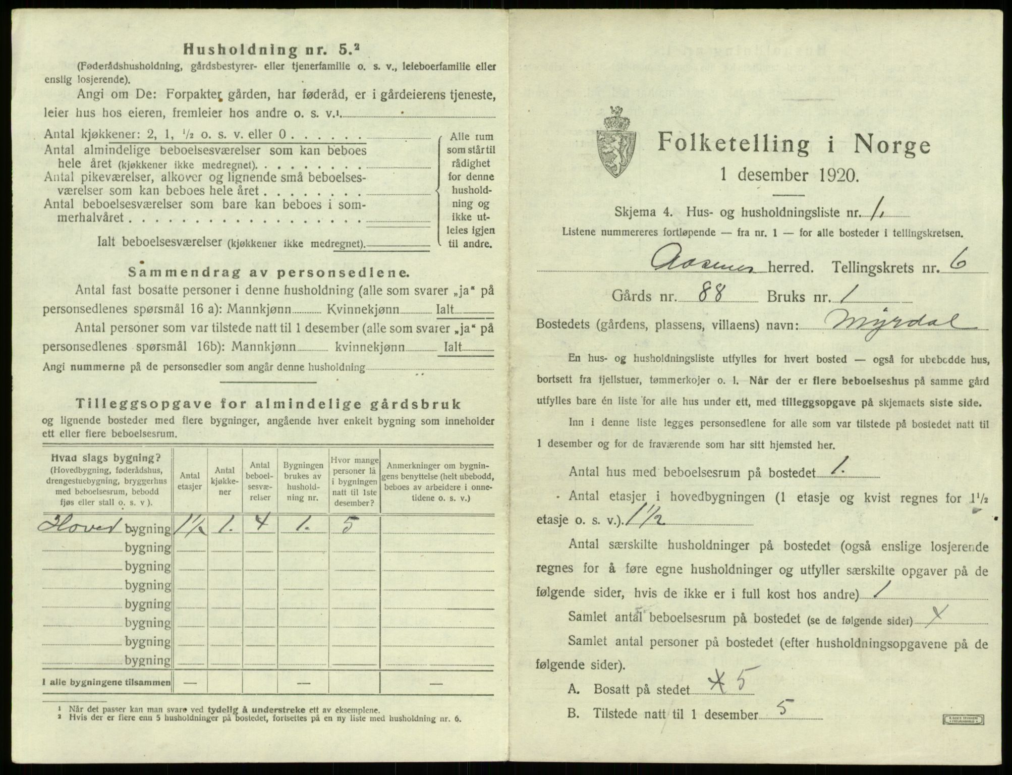 SAB, 1920 census for Åsane, 1920, p. 512