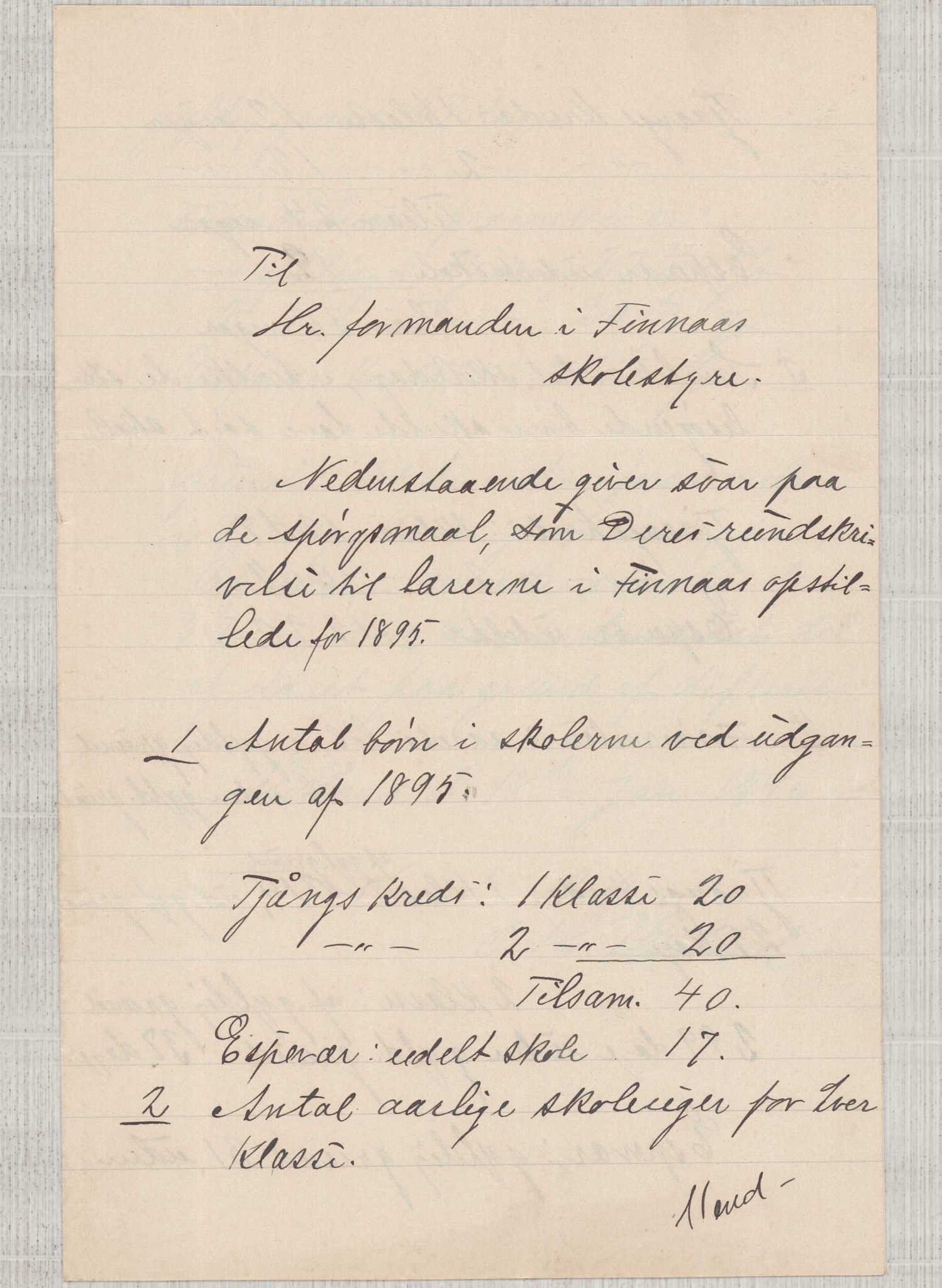 Finnaas kommune. Skulestyret, IKAH/1218a-211/D/Da/L0001/0004: Kronologisk ordna korrespondanse / Kronologisk ordna korrespondanse , 1894-1896, p. 155