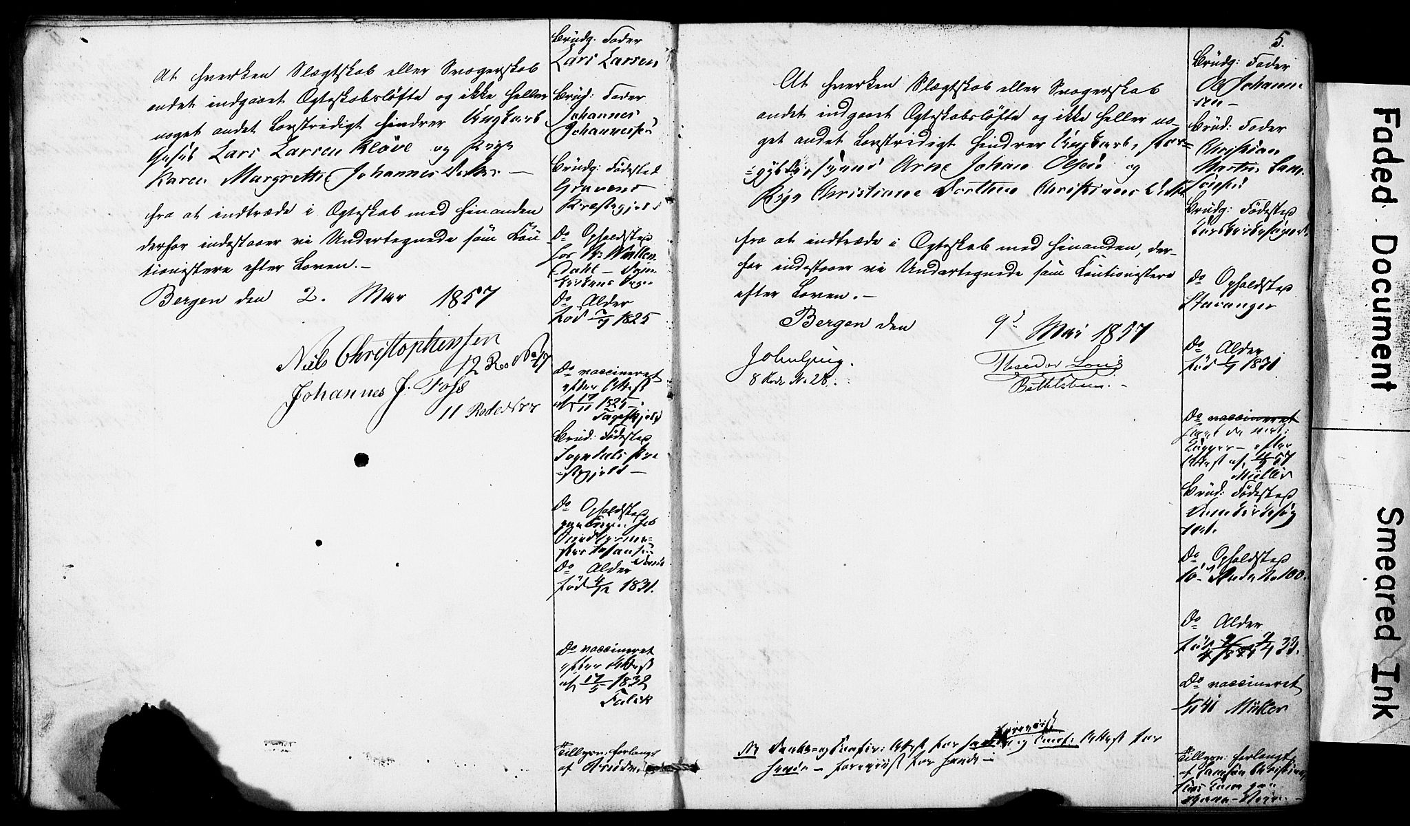 Domkirken sokneprestembete, AV/SAB-A-74801: Best man's statements no. II.5.5, 1857-1863, p. 5