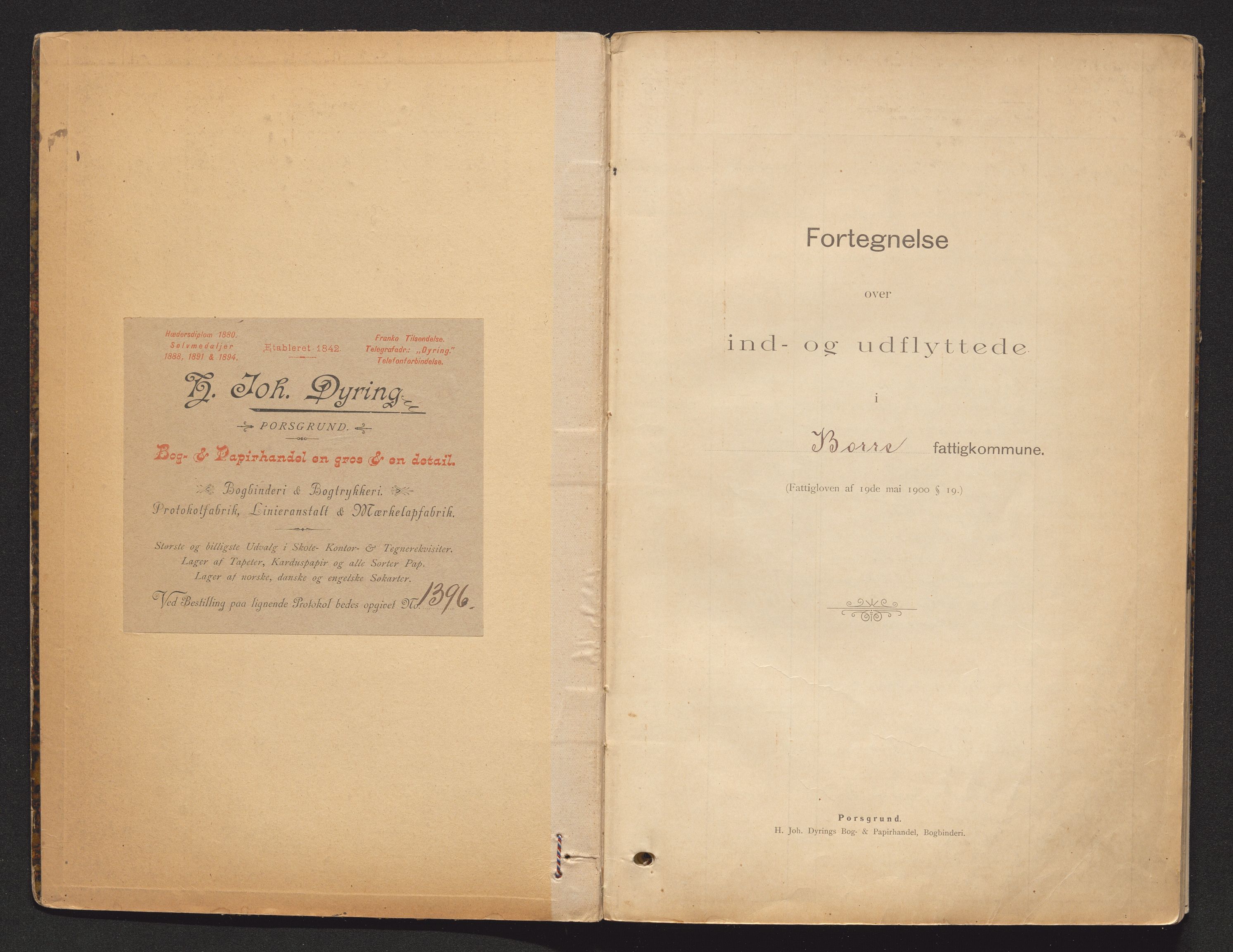 Borre lensmannskontor, SAKO/A-533/O/Oa/L0001: Protokoll over inn- og utflyttede, 1901-1906