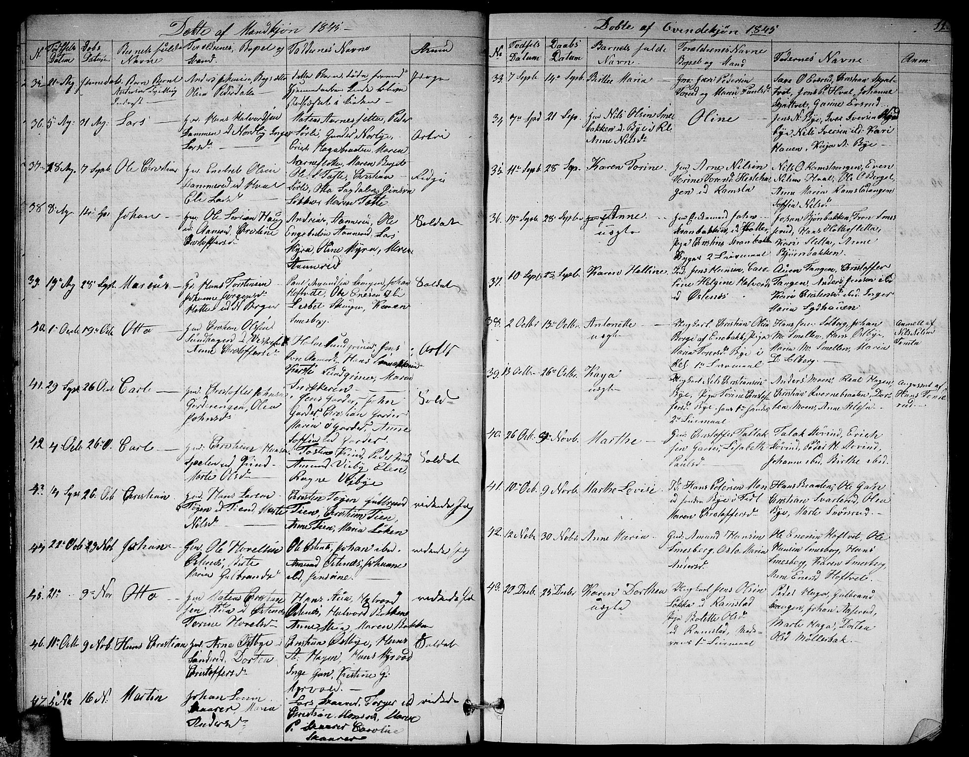 Fet prestekontor Kirkebøker, AV/SAO-A-10370a/G/Ga/L0002: Parish register (copy) no. I 2, 1843-1859, p. 11