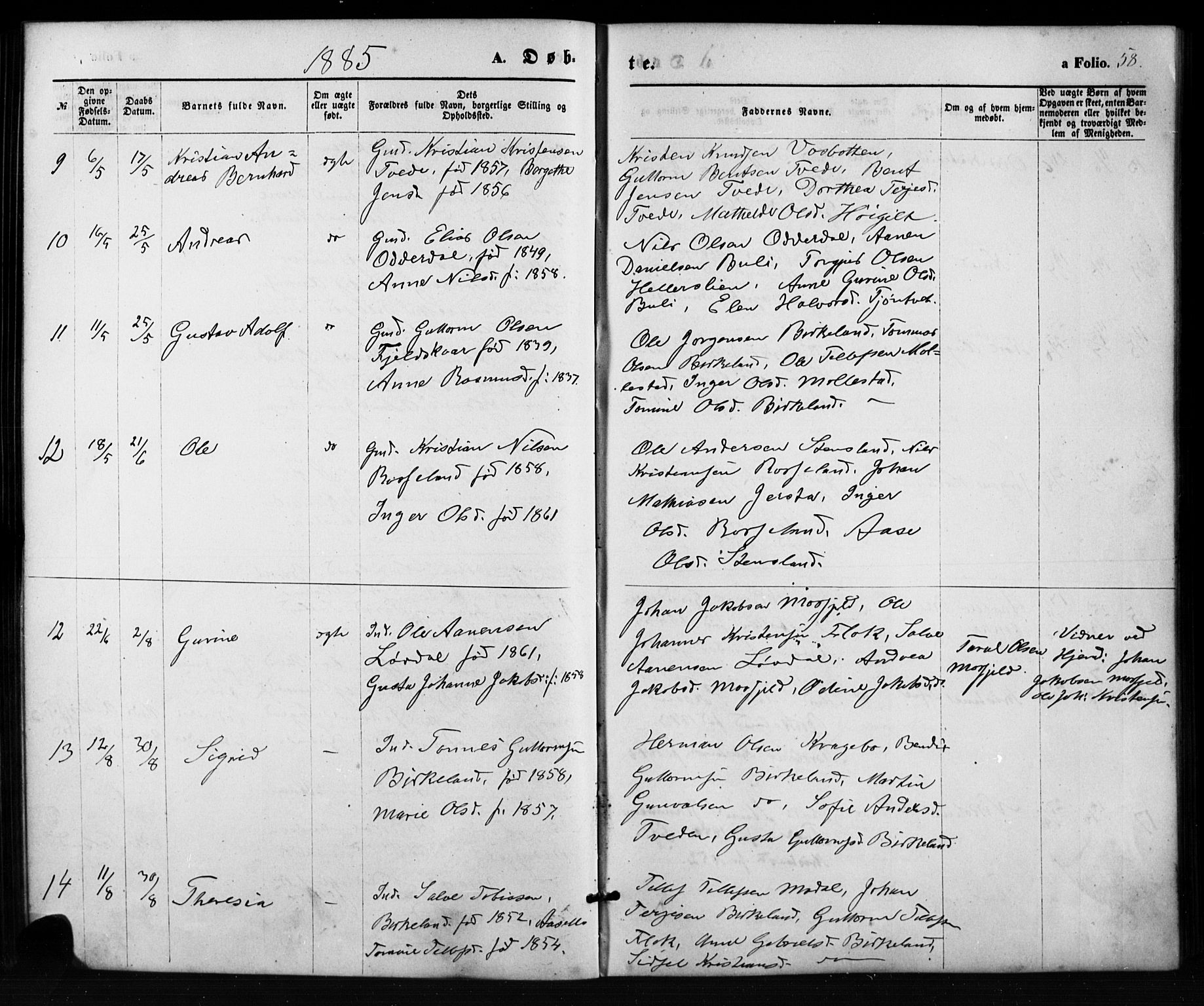 Birkenes sokneprestkontor, SAK/1111-0004/F/Fb/L0003: Parish register (copy) no. B 3, 1876-1892, p. 58