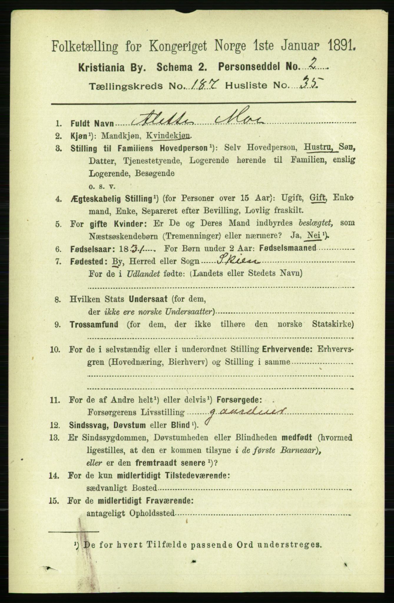 RA, 1891 census for 0301 Kristiania, 1891, p. 112529