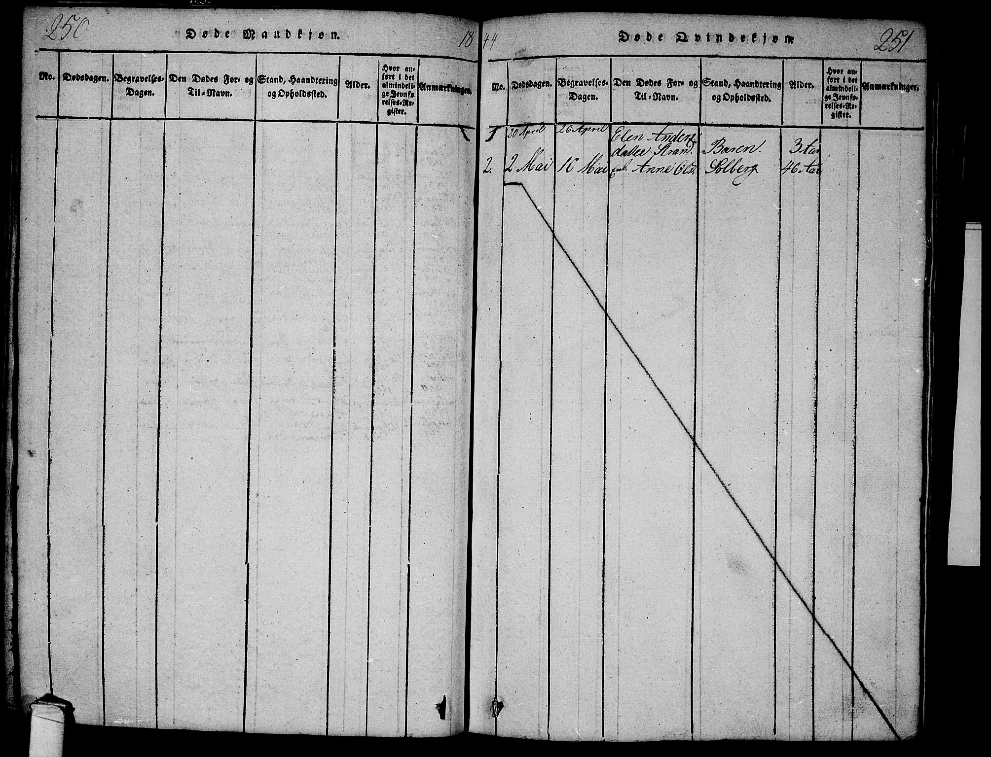 Onsøy prestekontor Kirkebøker, SAO/A-10914/G/Ga/L0001: Parish register (copy) no. I 1, 1814-1840, p. 250-251