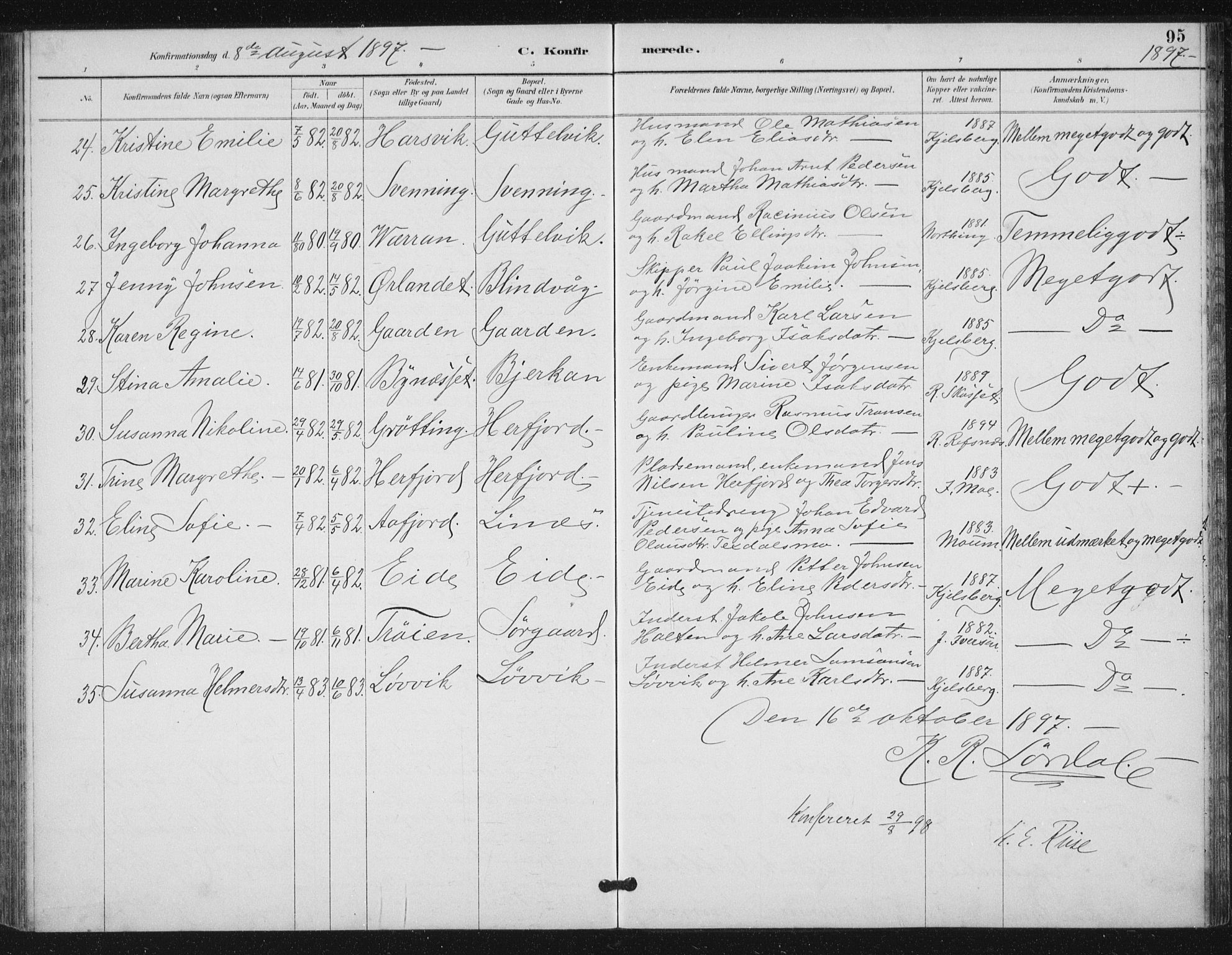 Ministerialprotokoller, klokkerbøker og fødselsregistre - Sør-Trøndelag, SAT/A-1456/656/L0698: Parish register (copy) no. 656C04, 1890-1904, p. 95