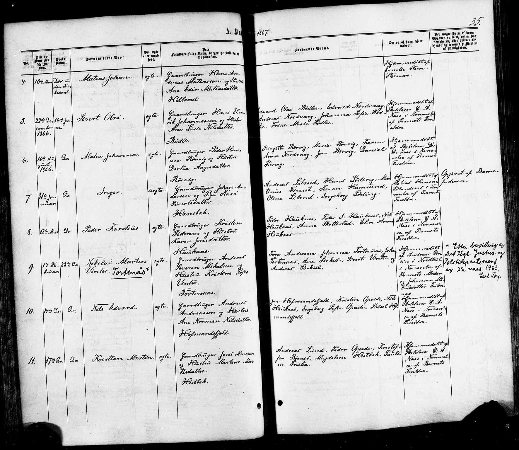 Ministerialprotokoller, klokkerbøker og fødselsregistre - Nordland, SAT/A-1459/859/L0845: Parish register (official) no. 859A05, 1863-1877, p. 35