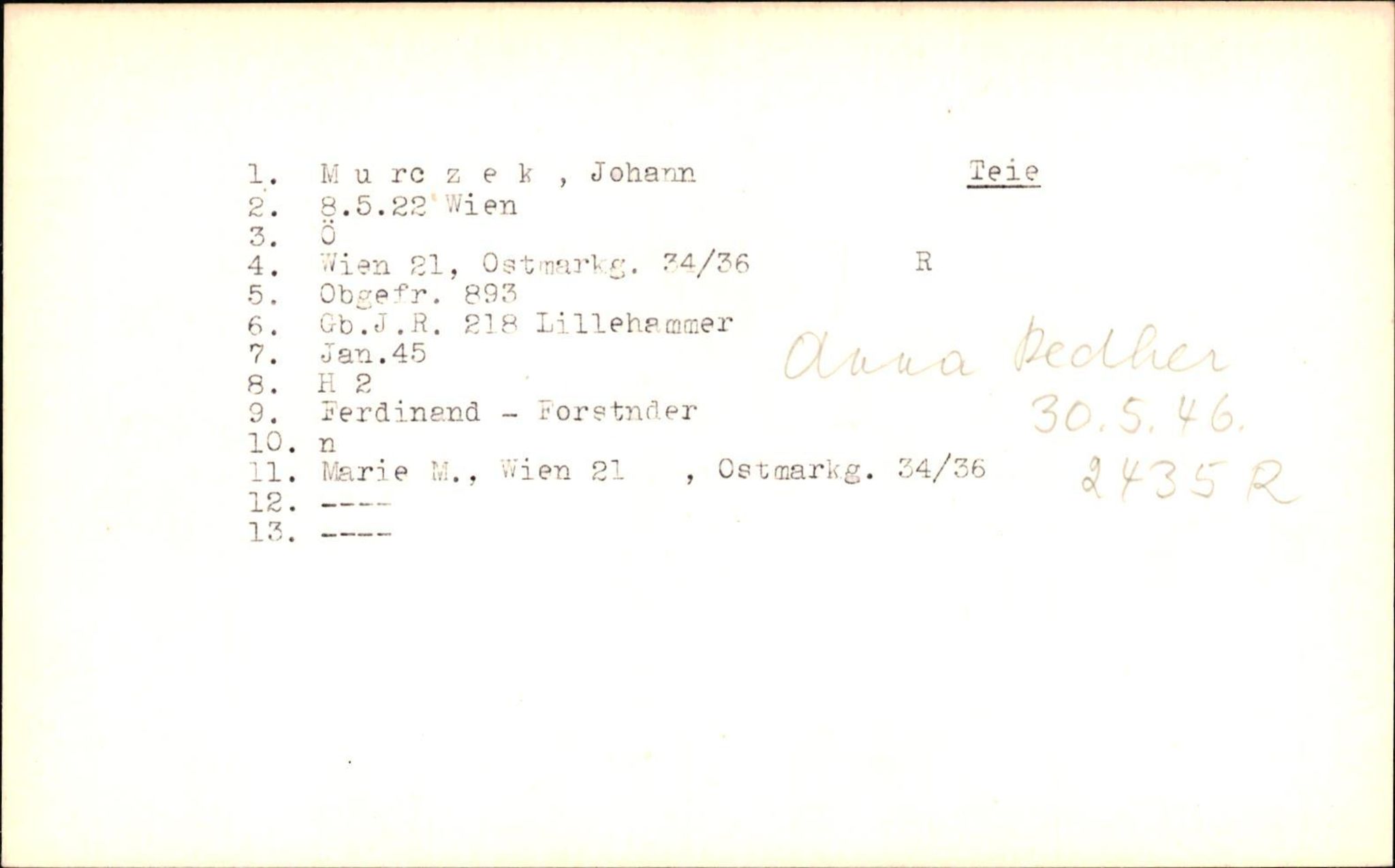 Hjemsendte tyskere , AV/RA-RAFA-6487/D/Db/L0020: Mülzet-Paülisch, 1945-1947, p. 13