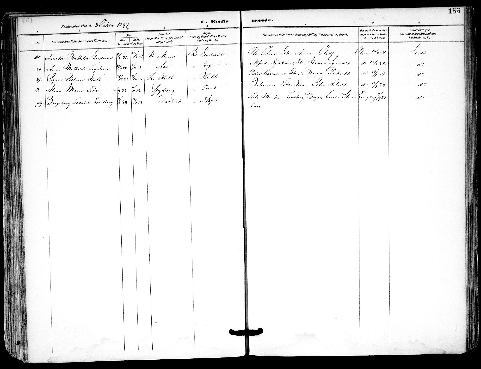 Kråkstad prestekontor Kirkebøker, AV/SAO-A-10125a/F/Fa/L0010: Parish register (official) no. I 10, 1893-1931, p. 155