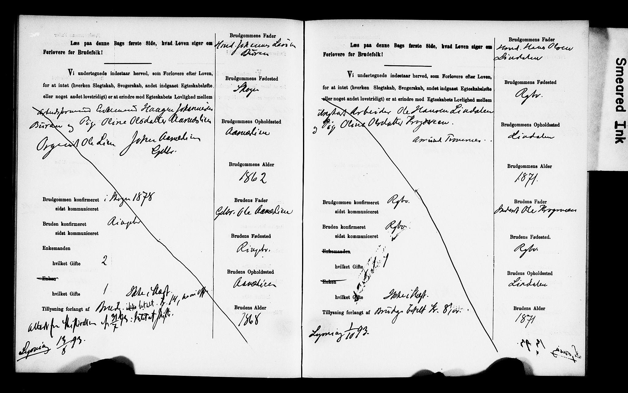 Ringebu prestekontor, AV/SAH-PREST-082/I/Ie: Banns register no. 2, 1886-1894