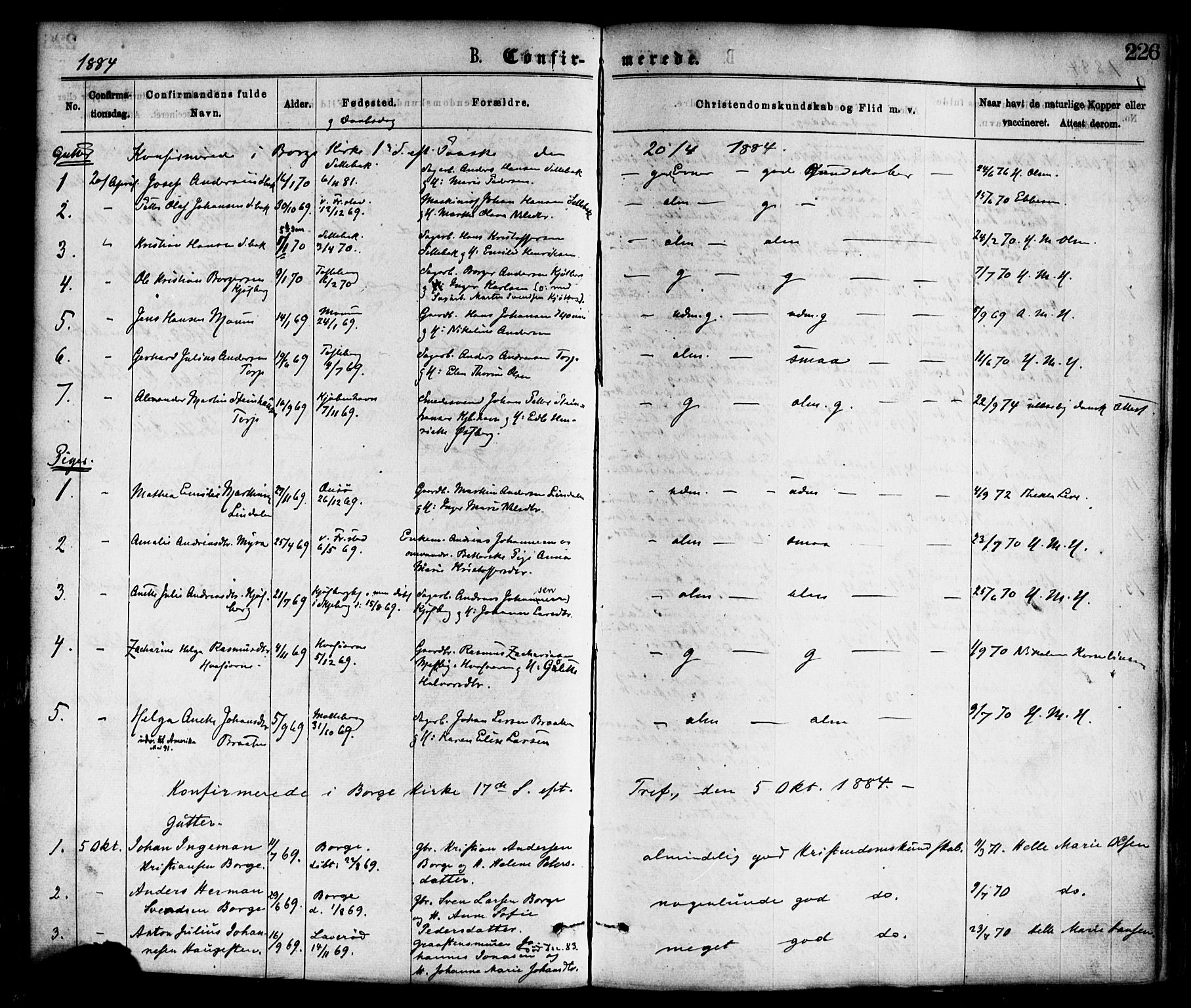 Borge prestekontor Kirkebøker, AV/SAO-A-10903/F/Fa/L0007: Parish register (official) no. I 7, 1875-1886, p. 226