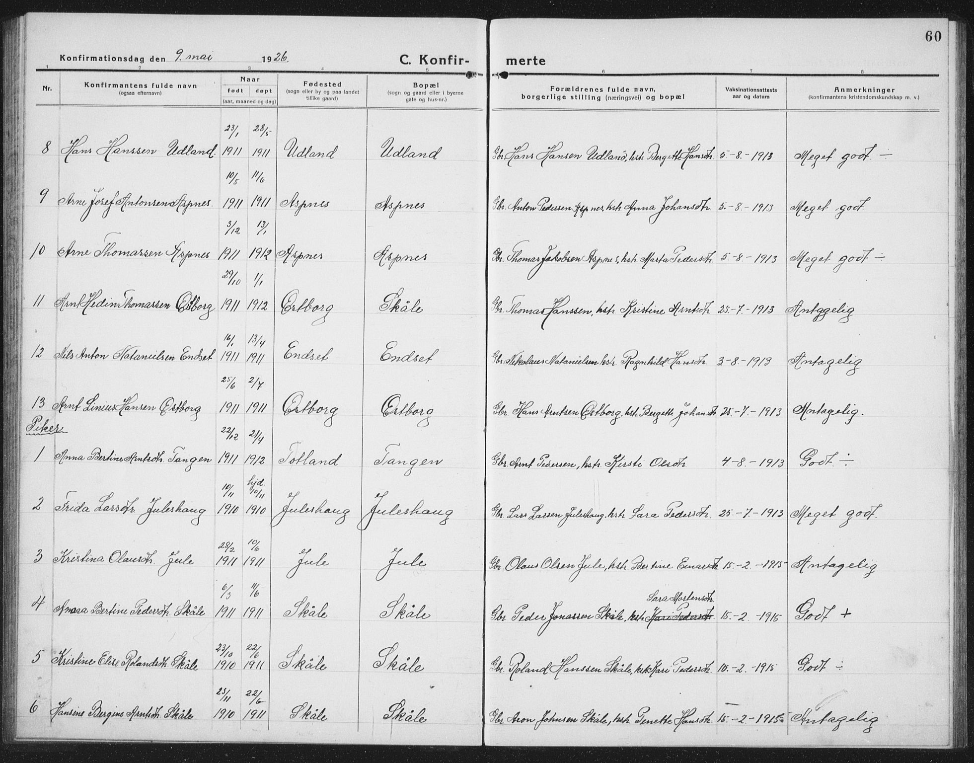 Ministerialprotokoller, klokkerbøker og fødselsregistre - Nord-Trøndelag, SAT/A-1458/757/L0507: Parish register (copy) no. 757C02, 1923-1939, p. 60
