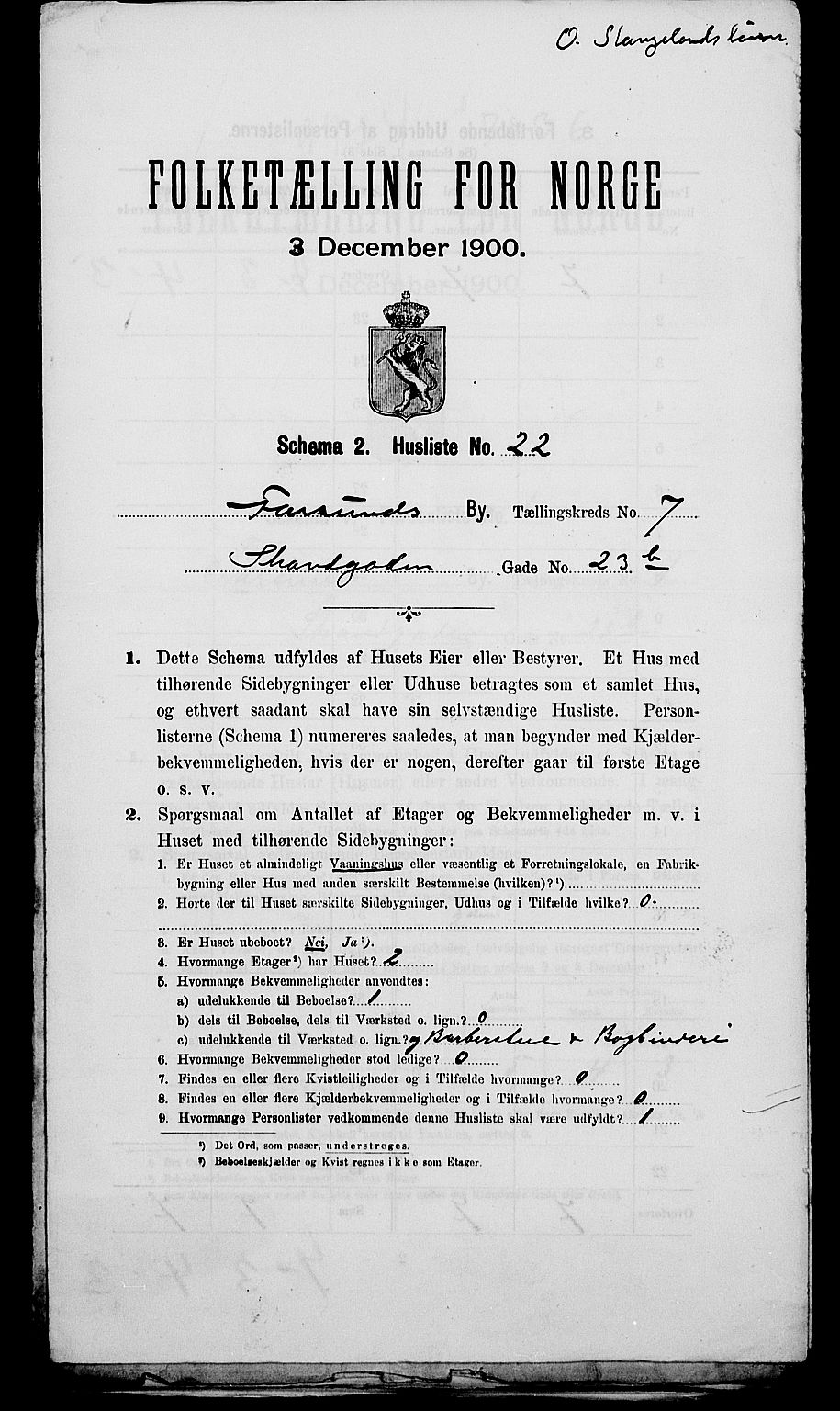 SAK, 1900 census for Farsund, 1900, p. 166