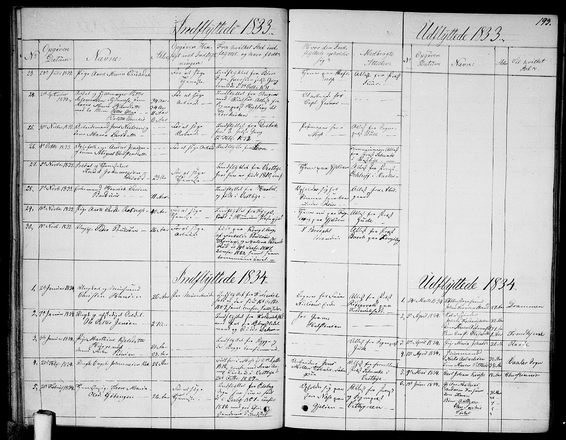 Moss prestekontor Kirkebøker, AV/SAO-A-2003/F/Fa/L0006: Parish register (official) no. I 6, 1829-1844, p. 193