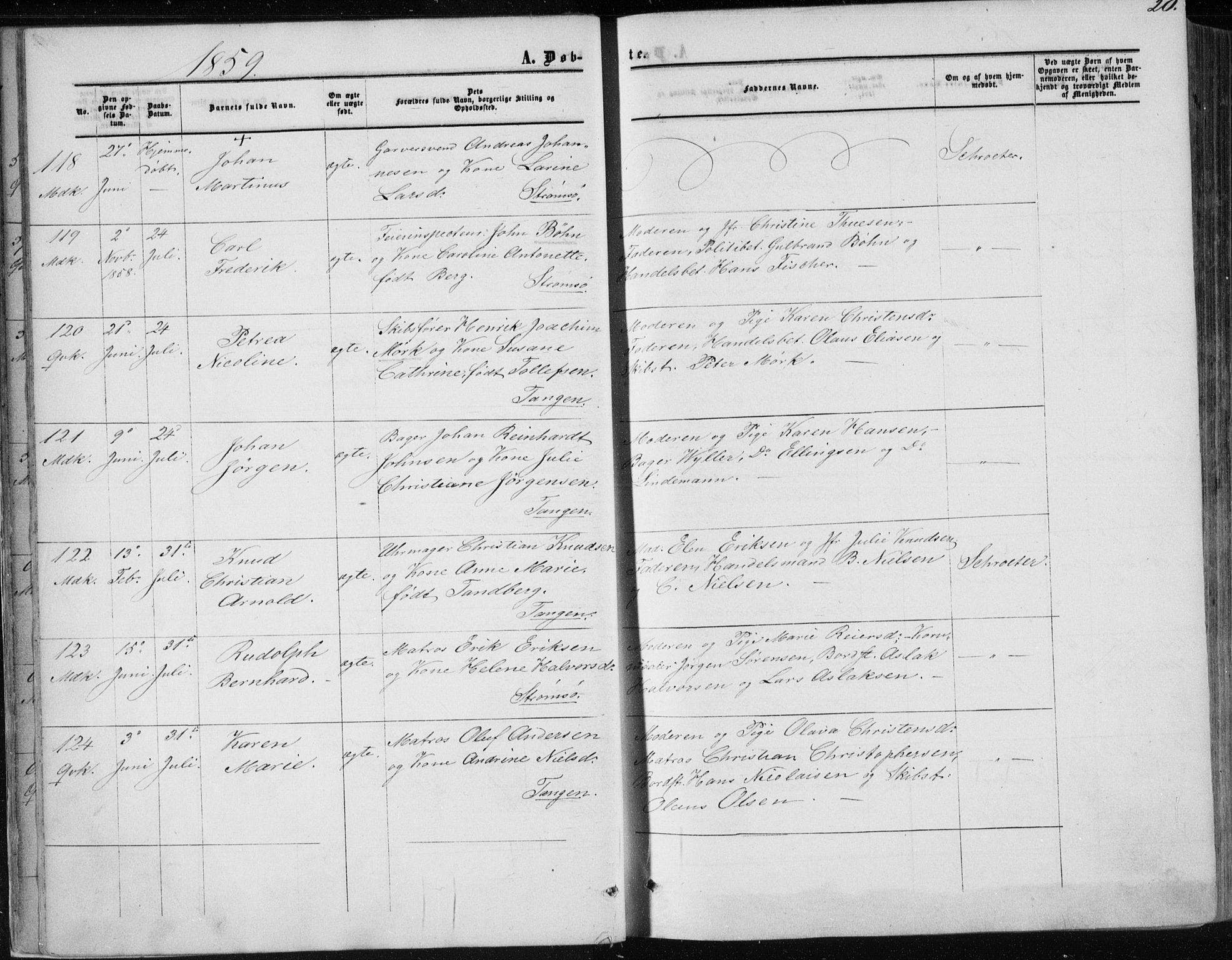 Strømsø kirkebøker, SAKO/A-246/F/Fa/L0015: Parish register (official) no. I 15, 1859-1868, p. 20