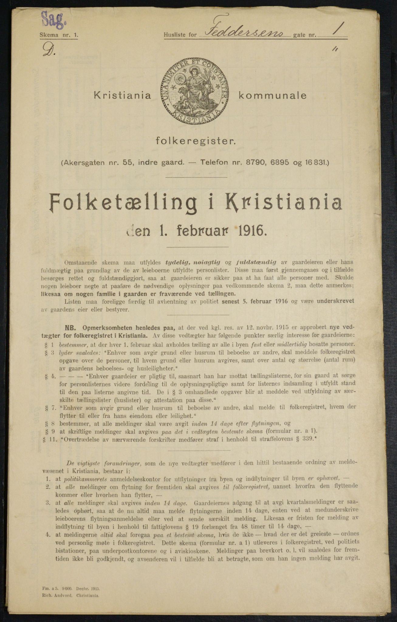 OBA, Municipal Census 1916 for Kristiania, 1916, p. 24358