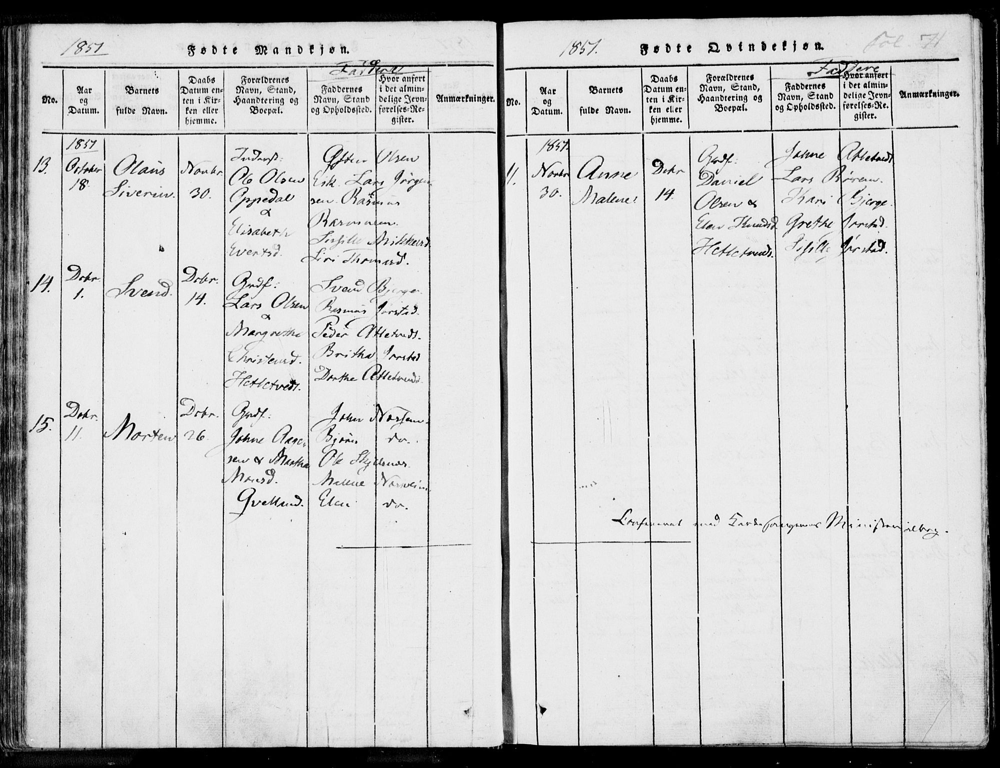 Nedstrand sokneprestkontor, AV/SAST-A-101841/01/IV: Parish register (official) no. A 7, 1816-1870, p. 71