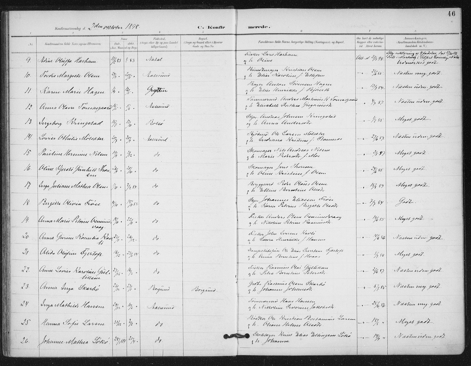 Ministerialprotokoller, klokkerbøker og fødselsregistre - Møre og Romsdal, AV/SAT-A-1454/529/L0457: Parish register (official) no. 529A07, 1894-1903, p. 46