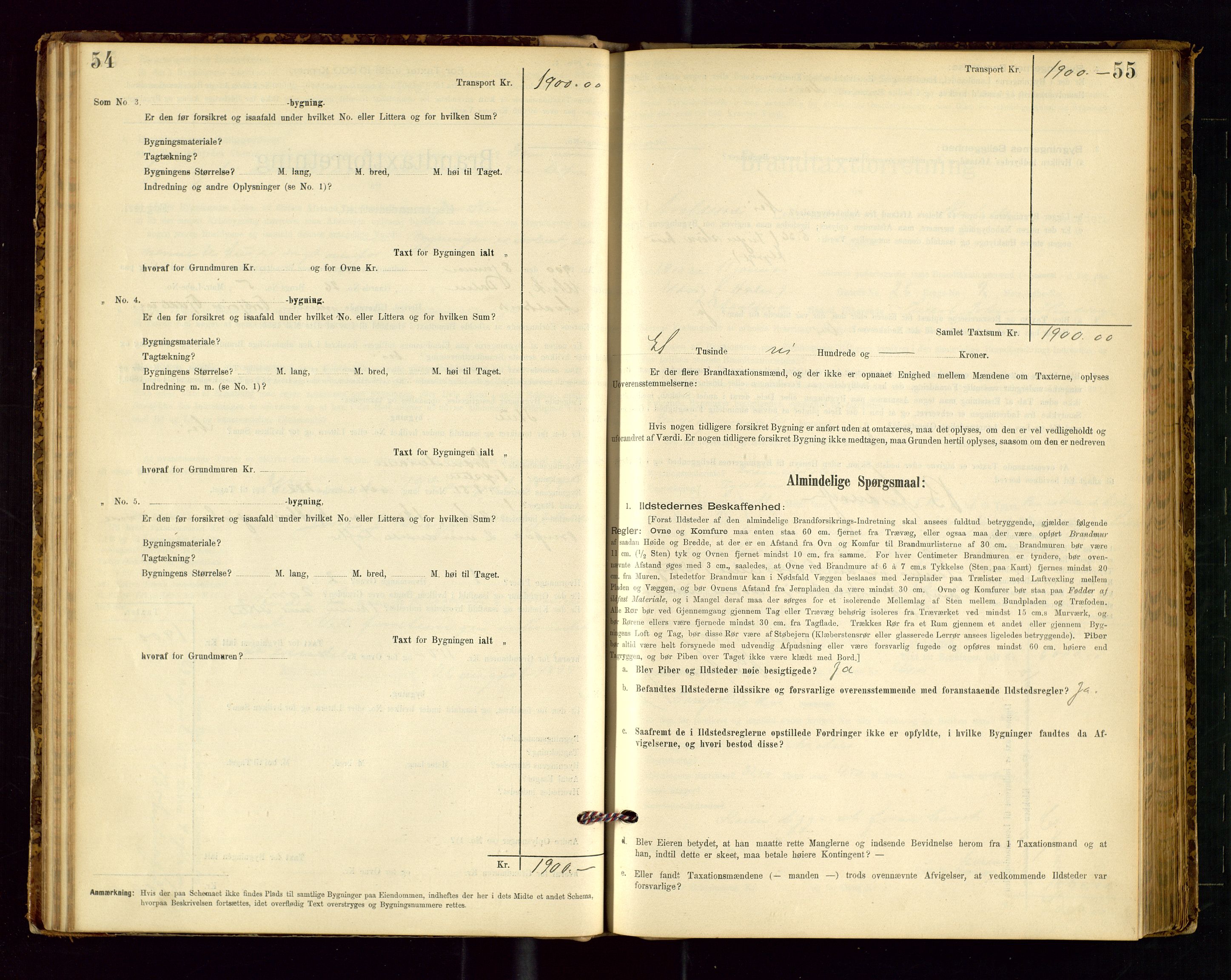 Avaldsnes lensmannskontor, AV/SAST-A-100286/Gob/L0001: "Brandtaxationsprotokol for Avaldsnes Lensmandsdistrikt Ryfylke Fogderi", 1894-1925, p. 54-55