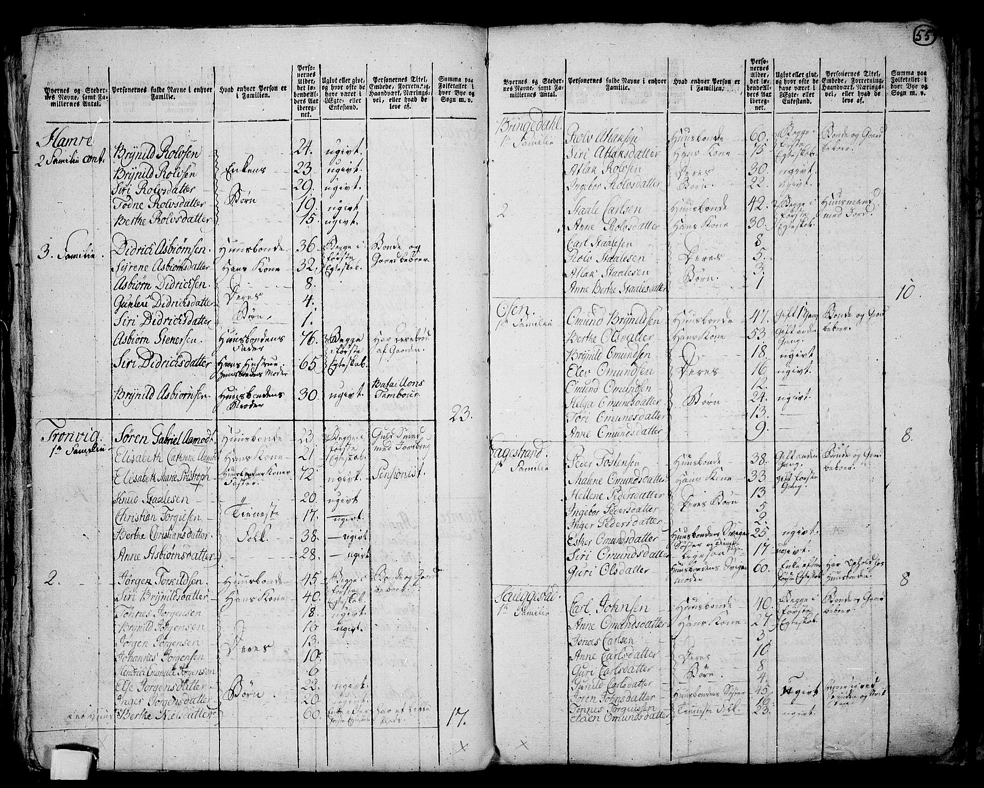 RA, 1801 census for 1112P Lund, 1801, p. 54b-55a
