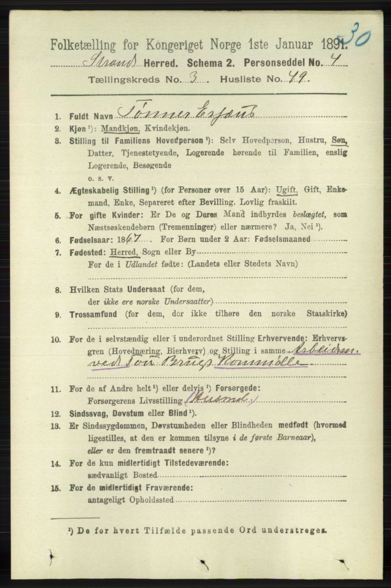 RA, 1891 census for 1130 Strand, 1891, p. 997