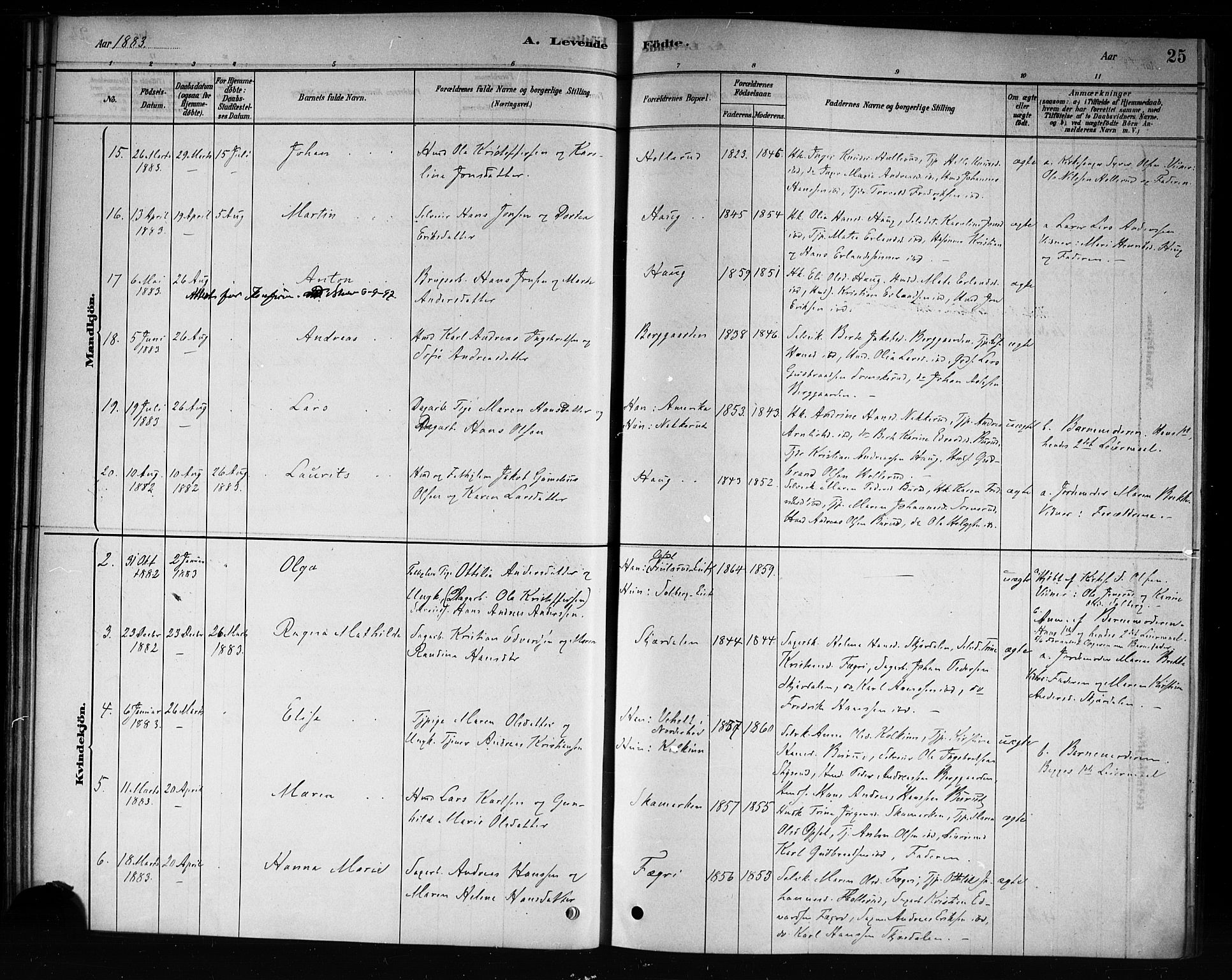 Hole kirkebøker, AV/SAKO-A-228/F/Fb/L0001: Parish register (official) no. II 1, 1878-1891, p. 25