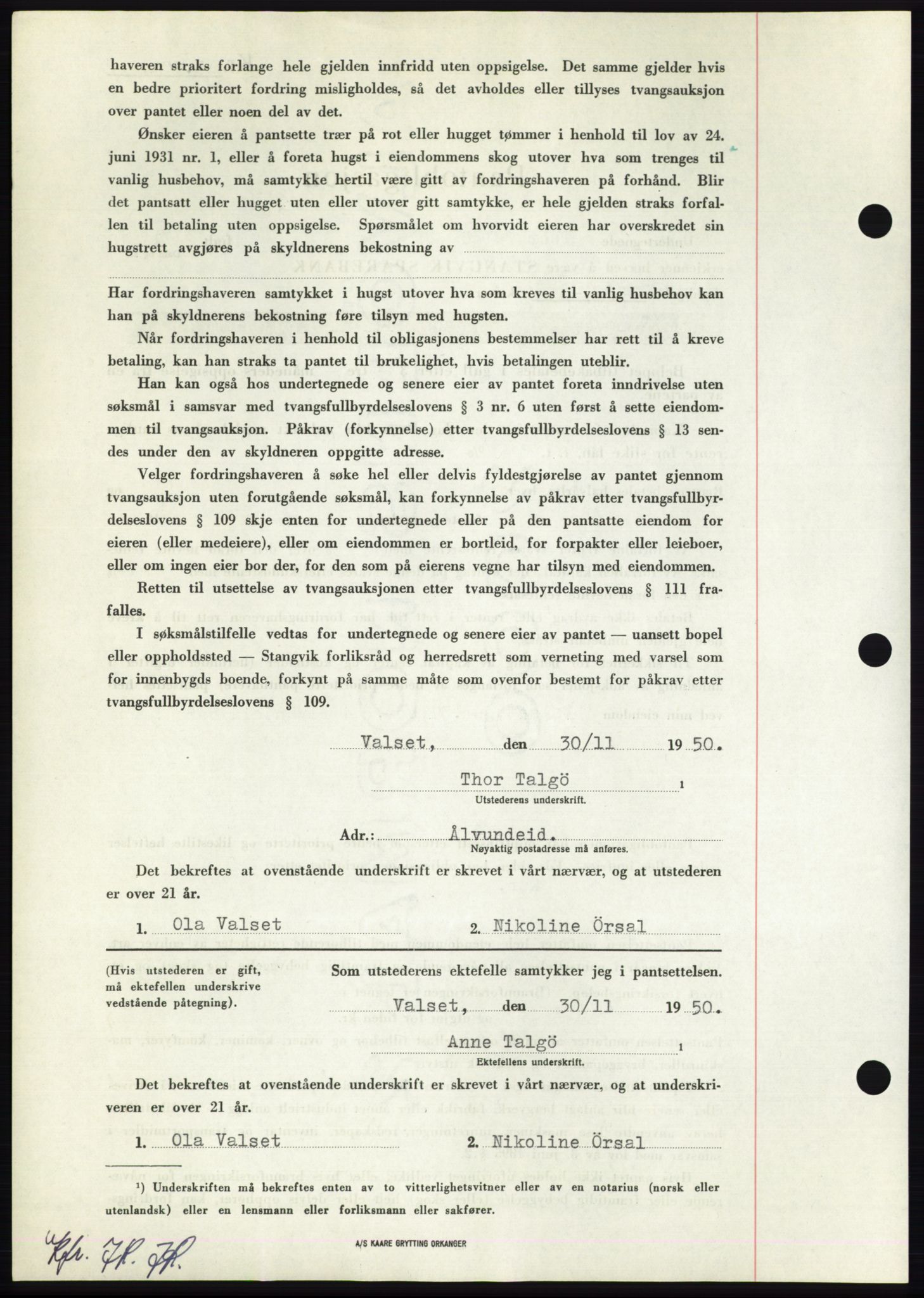 Nordmøre sorenskriveri, AV/SAT-A-4132/1/2/2Ca: Mortgage book no. B106, 1950-1950, Diary no: : 4004/1950