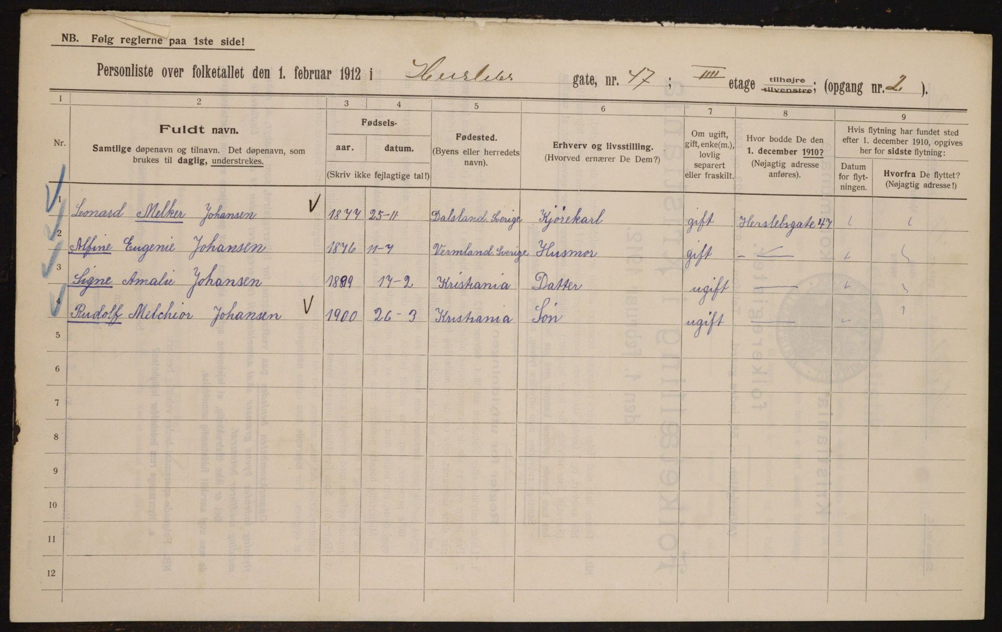 OBA, Municipal Census 1912 for Kristiania, 1912, p. 40240